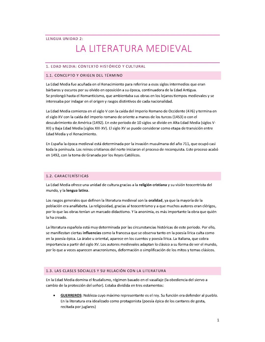 LA LITERATURA MEDIEVAL
