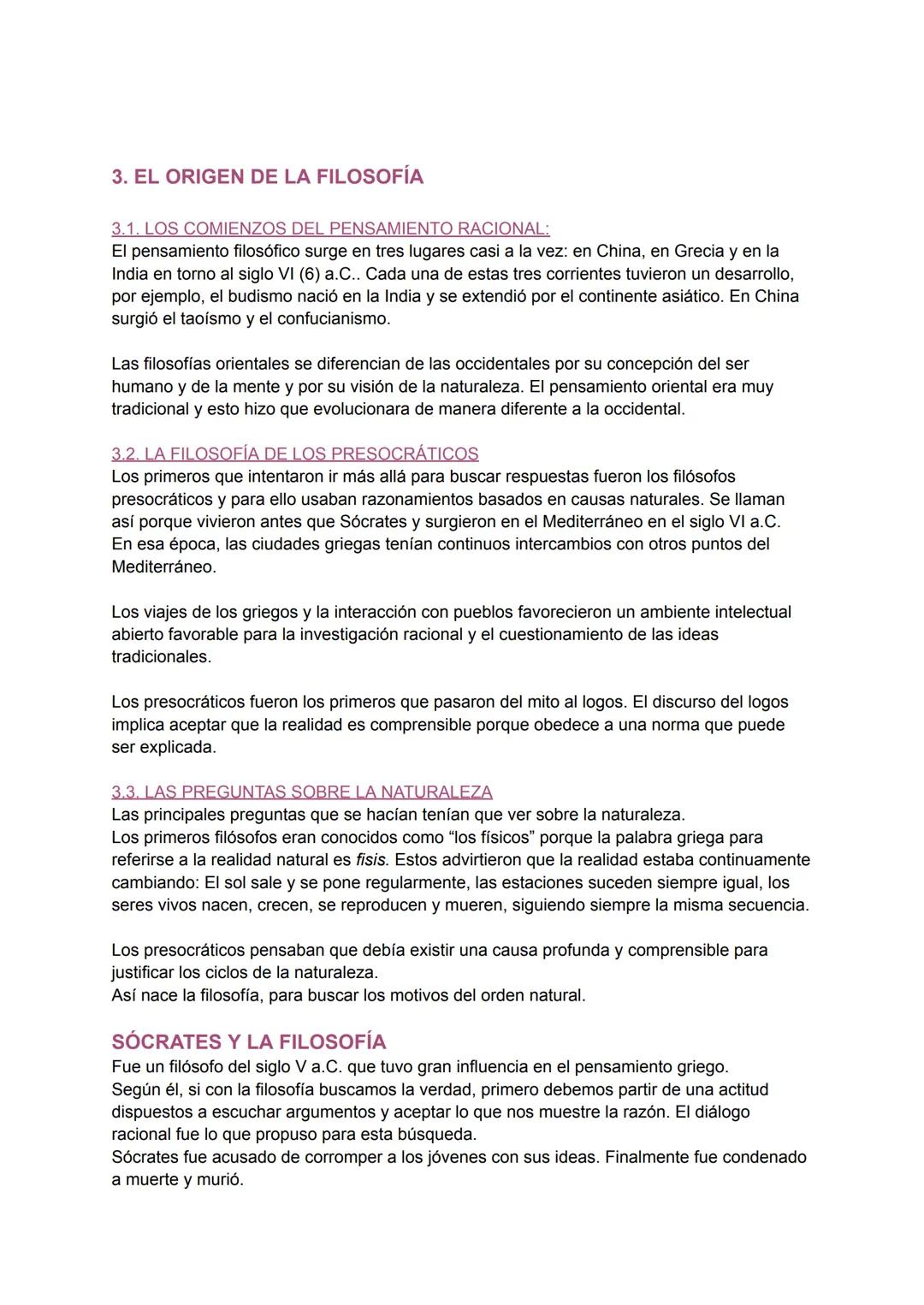 FILOSOFÍA EXAMEN 1
1. DEL MITO A LA RAZÓN
2. MITO Y RAZÓN
2.1. LOS MITOS TRATAN DE EXPLICAR LA REALIDAD.
Los seres humanos tenemos una gran