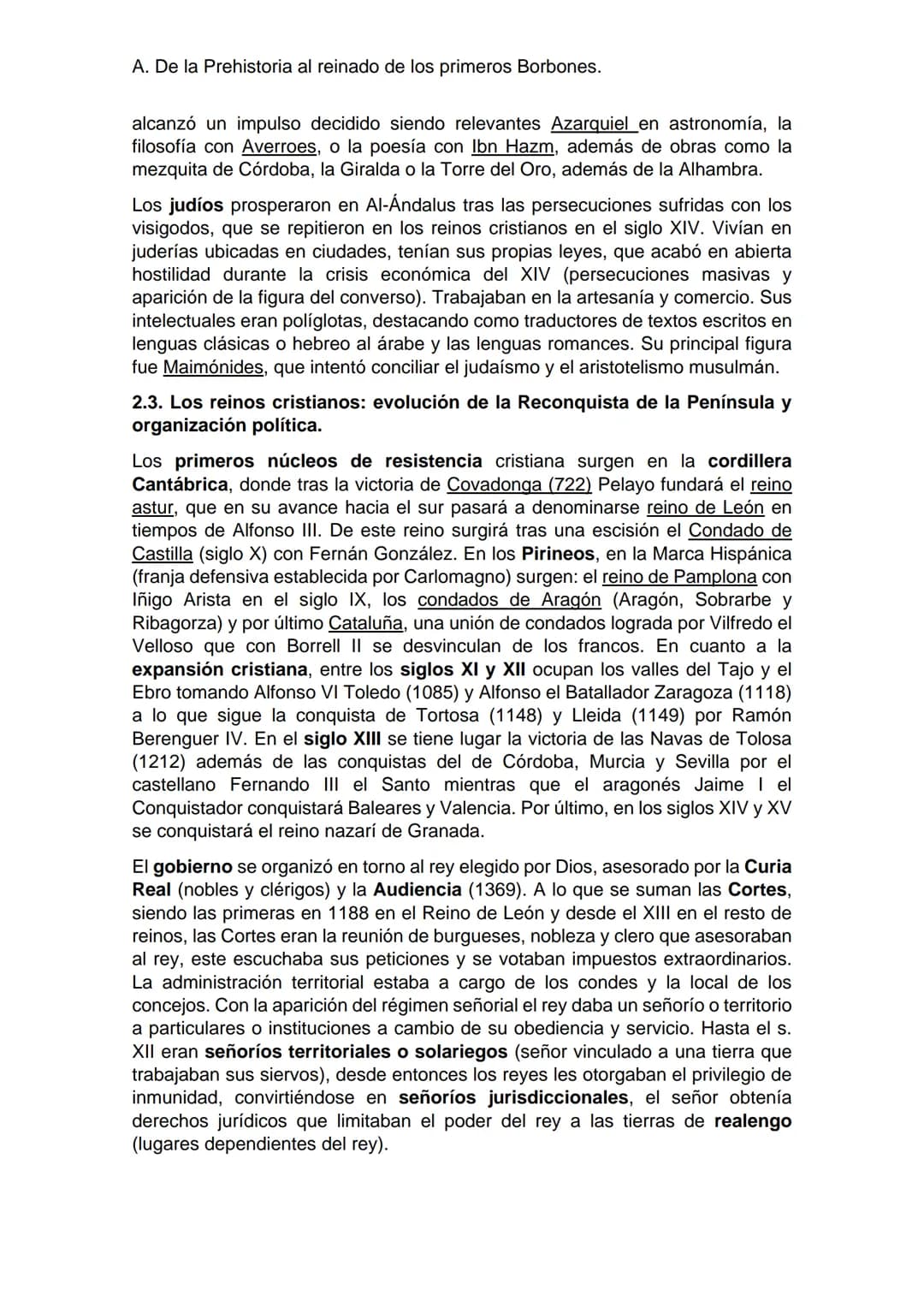 A. De la Prehistoria al reinado de los primeros Borbones.
Tema 2. La Edad Media en la Península Ibérica.
2.1. Al - Ándalus: evolución polí