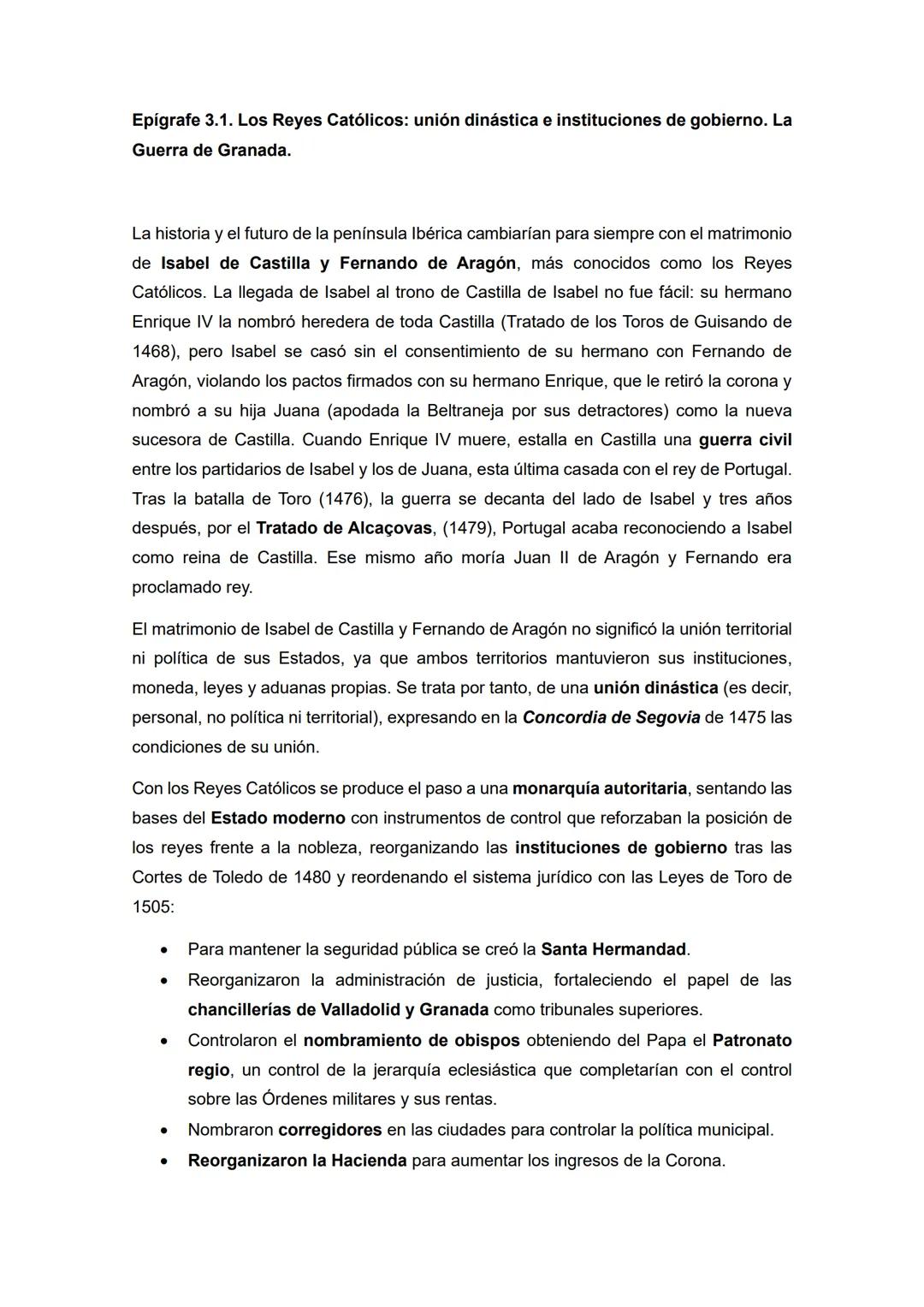 # Epígrafe 3.1. Los Reyes Católicos: unión dinástica e instituciones de gobierno. La
Guerra de Granada.
La historia y el futuro de la penín