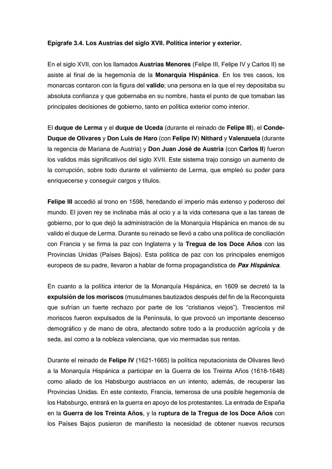Epígrafe 3.4. Los Austrias del siglo XVII. Política interior y exterior.
En el siglo XVII, con los llamados Austrias Menores (Felipe III, Fe