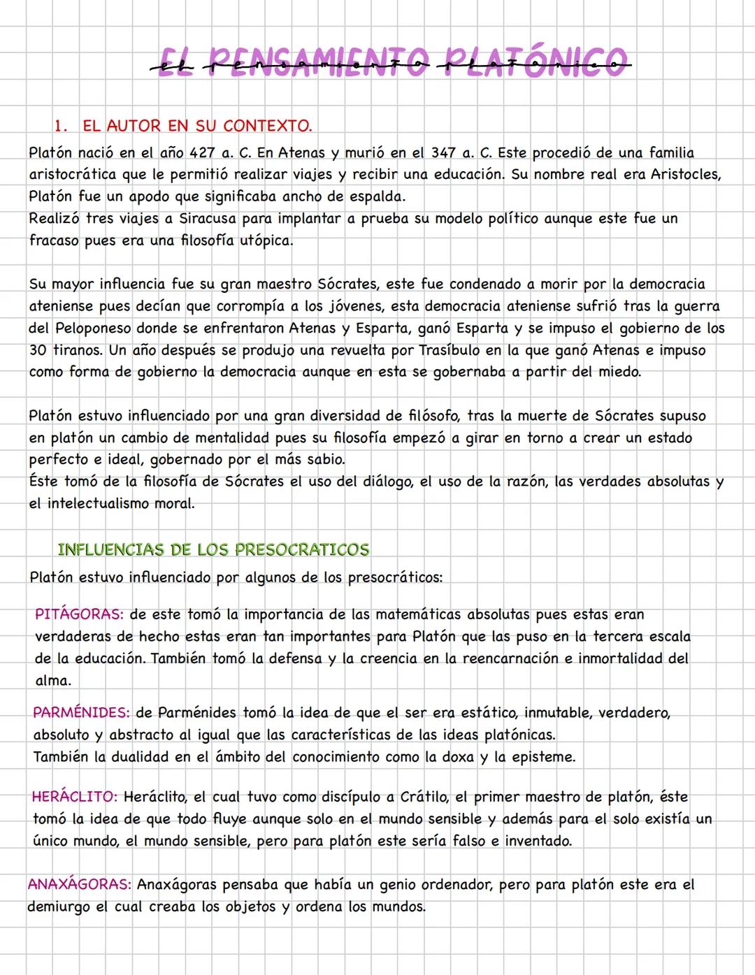 Campus | A5 5.8mm x 216 40页
Campus
A5 8mmx216 40页
小红书 ID: 4925171407 # EL PENSAMIENTO PLATÓNICO
1. EL AUTOR EN SU CONTEXTO.
Platón naci