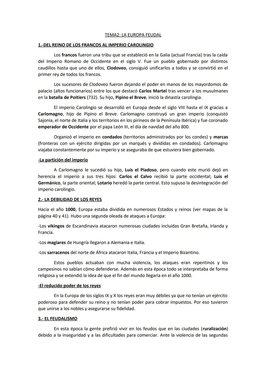 TEMA2: LA EUROPA FEUDAL
1.-DEL REINO DE LOS FRANCOS AL IMPERIO CAROLINGIO
Los francos fueron una tribu que se estableció en la Galia (actu
