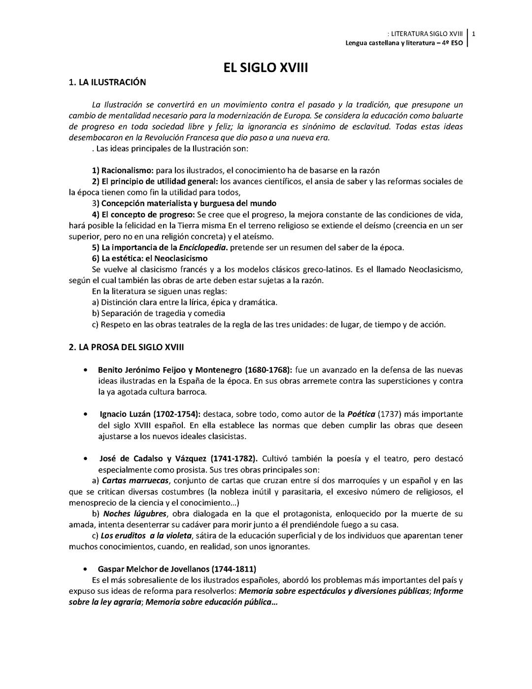 Apuntes Literatura siglo XVIII