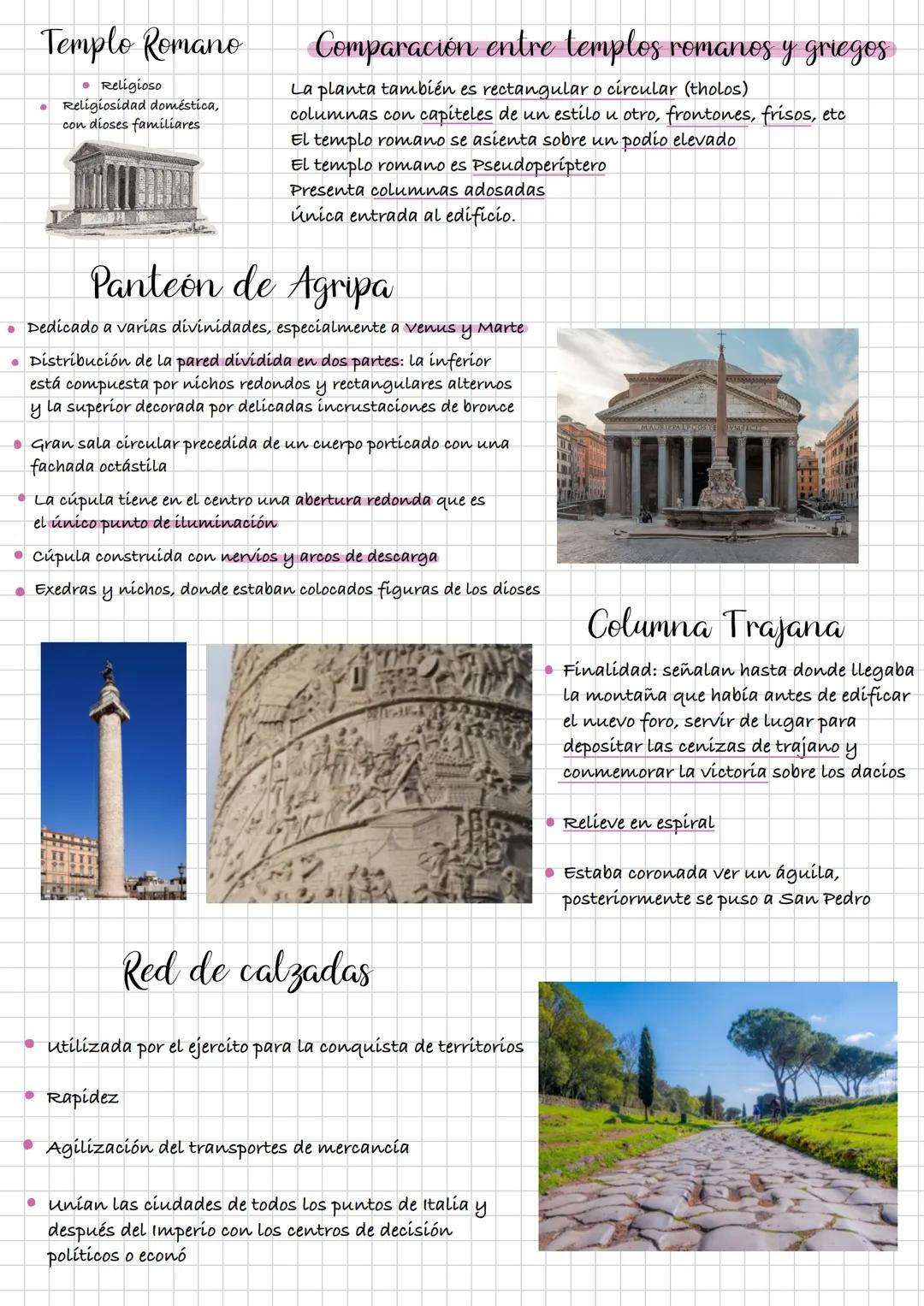 # Arquitectura Romana
Caracteristicas
• Raíces latinas y etruscas
• Adopción y adaptación del arte griego
• Plano de las ciudades de ti