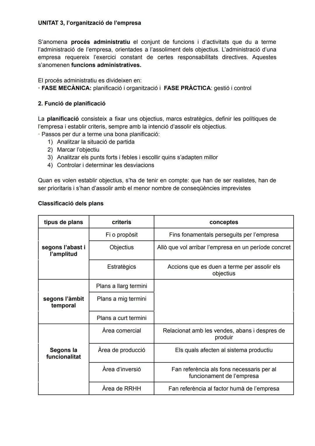# UNITAT 3, l'organització de l'empresa
S'anomena procés administratiu el conjunt de funcions i d'activitats que du a terme
l'administració