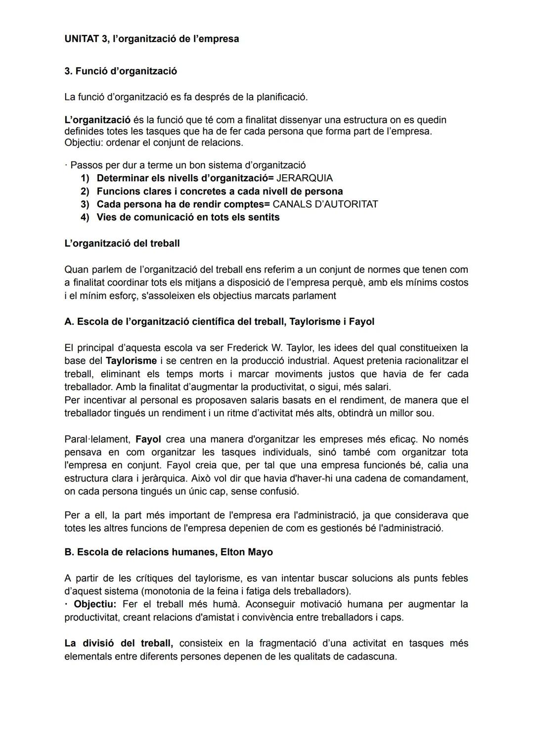 # UNITAT 3, l'organització de l'empresa
S'anomena procés administratiu el conjunt de funcions i d'activitats que du a terme
l'administració