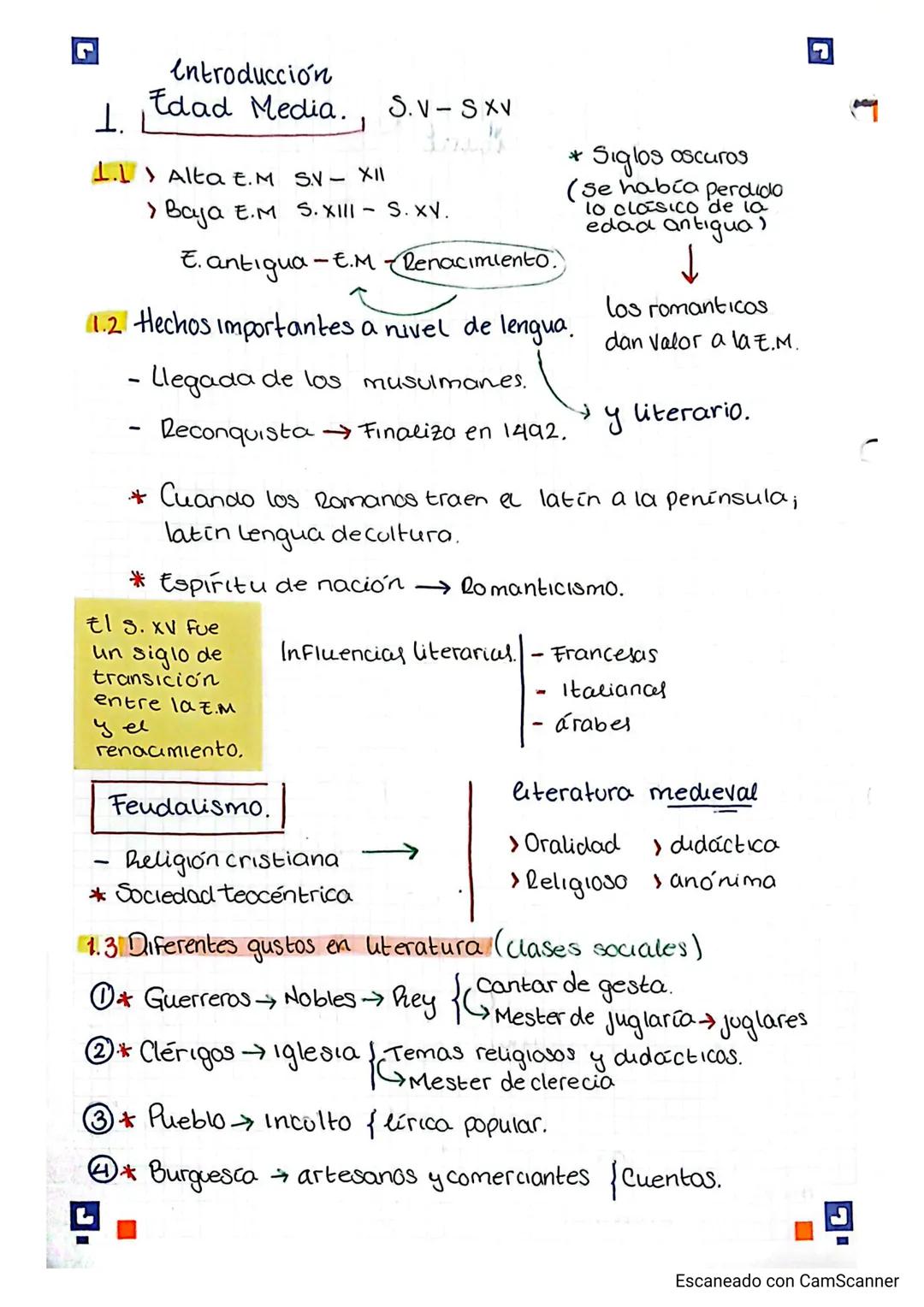 Urudad 2: Literatura Medieval.
1. La edad media: Contexto histórico y Cultural.
1.1 Concepto y origen del término
1.2 Características.
1
