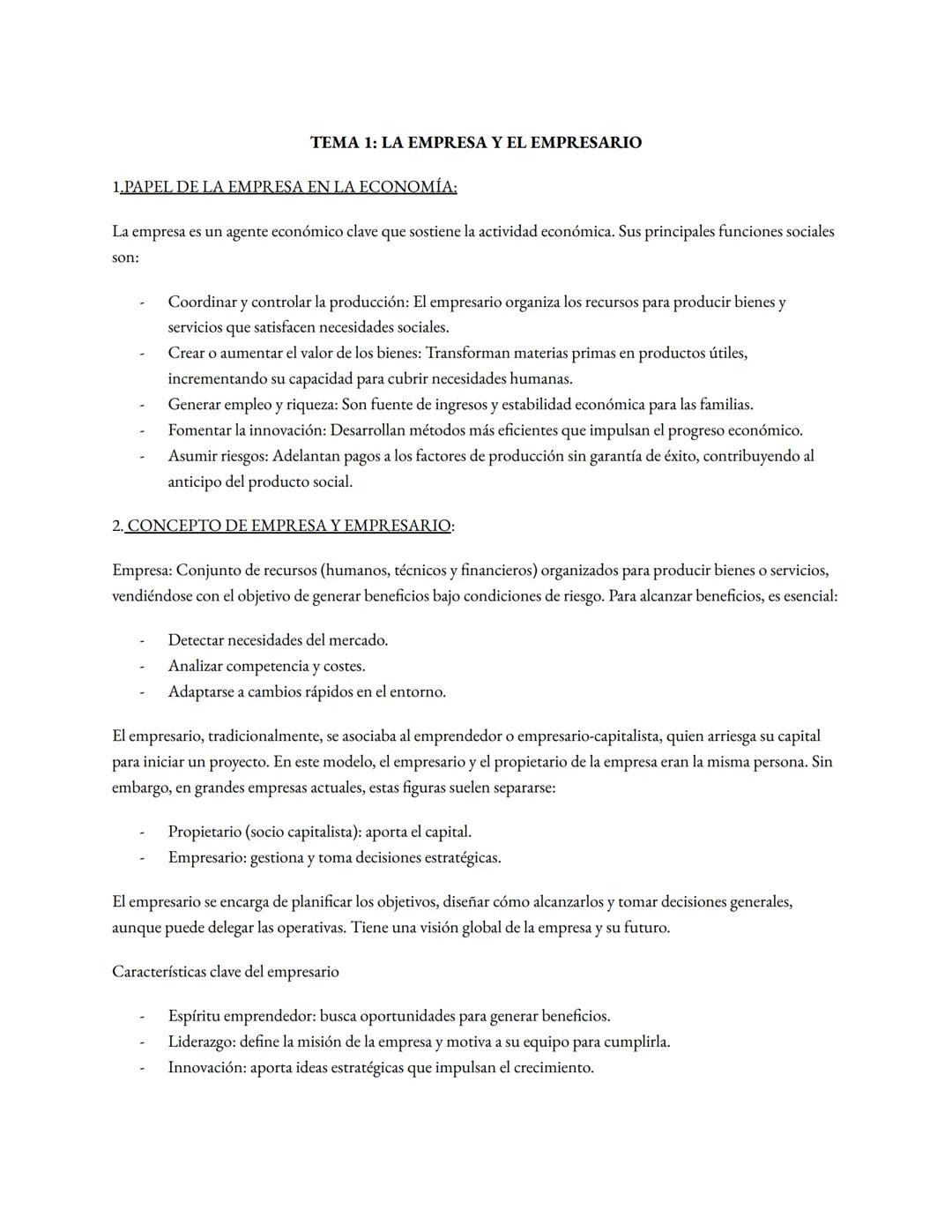 # TEMA 1: LA EMPRESA Y EL EMPRESARIO
1. PAPEL DE LA EMPRESA EN LA ECONOMÍA:
La empresa es un agente económico clave que sostiene la activi