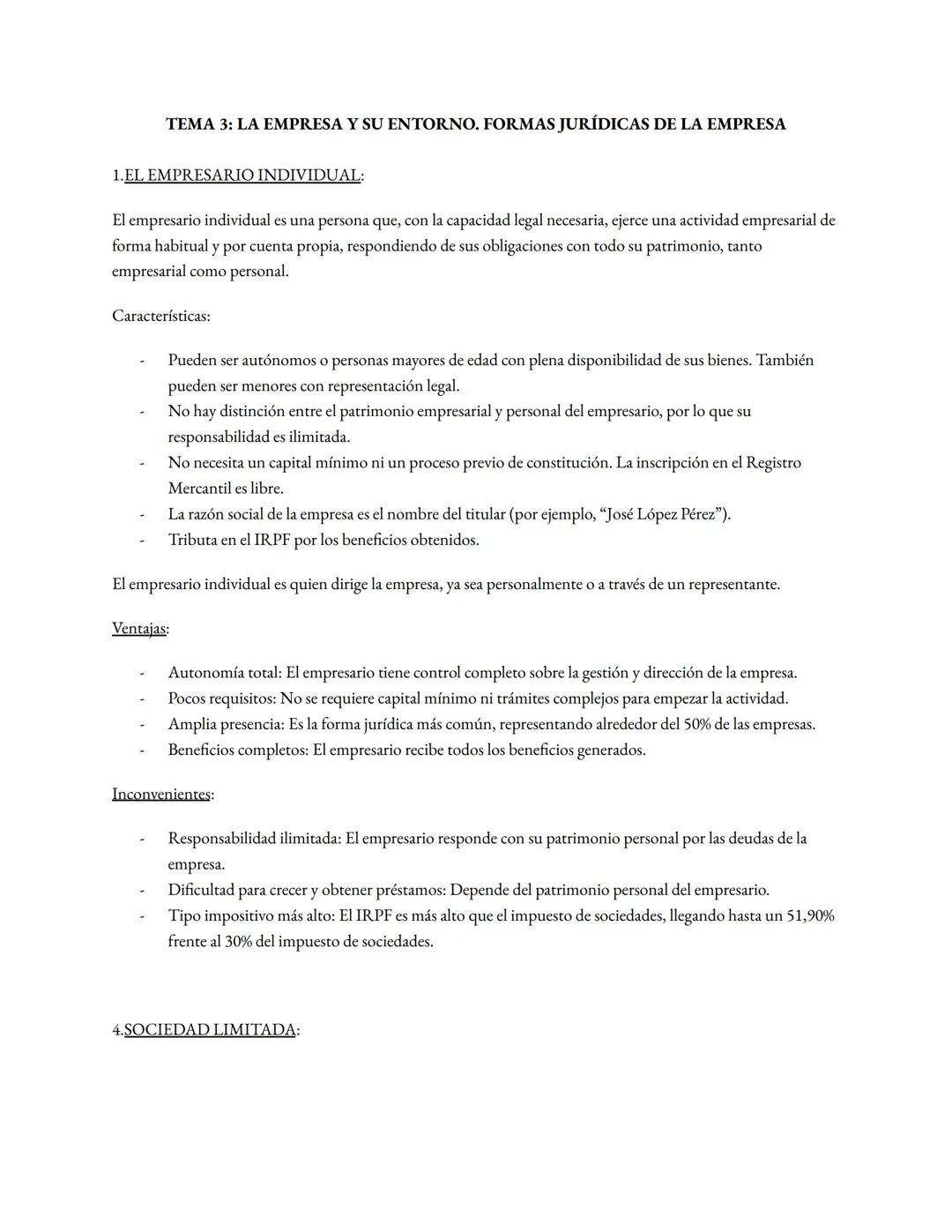 TEMA 3: LA EMPRESA Y SU ENTORNO. FORMAS JURÍDICAS DE LA EMPRESA
1. EL EMPRESARIO INDIVIDUAL:
El empresario individual es una persona que,