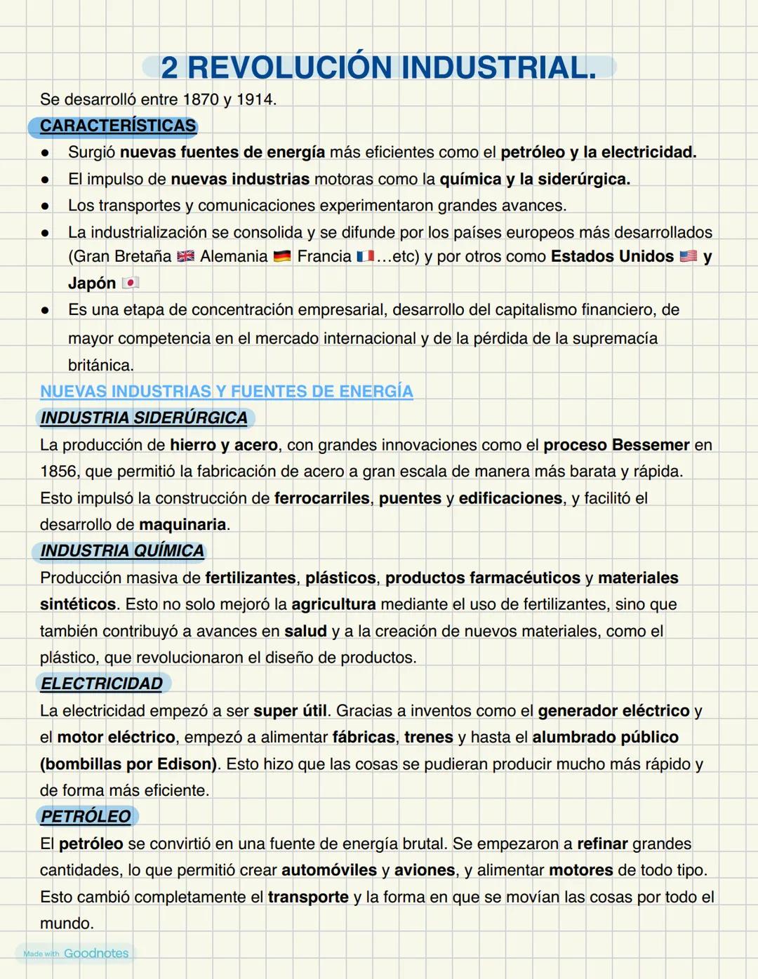 # 1 REVOLUCIÓN INDUSTRIAL
Se desarrolla en Gran Bretaña entre 1750 y 1850. Fue un resultado de un conjunto de
cambios tecnológicos y econó