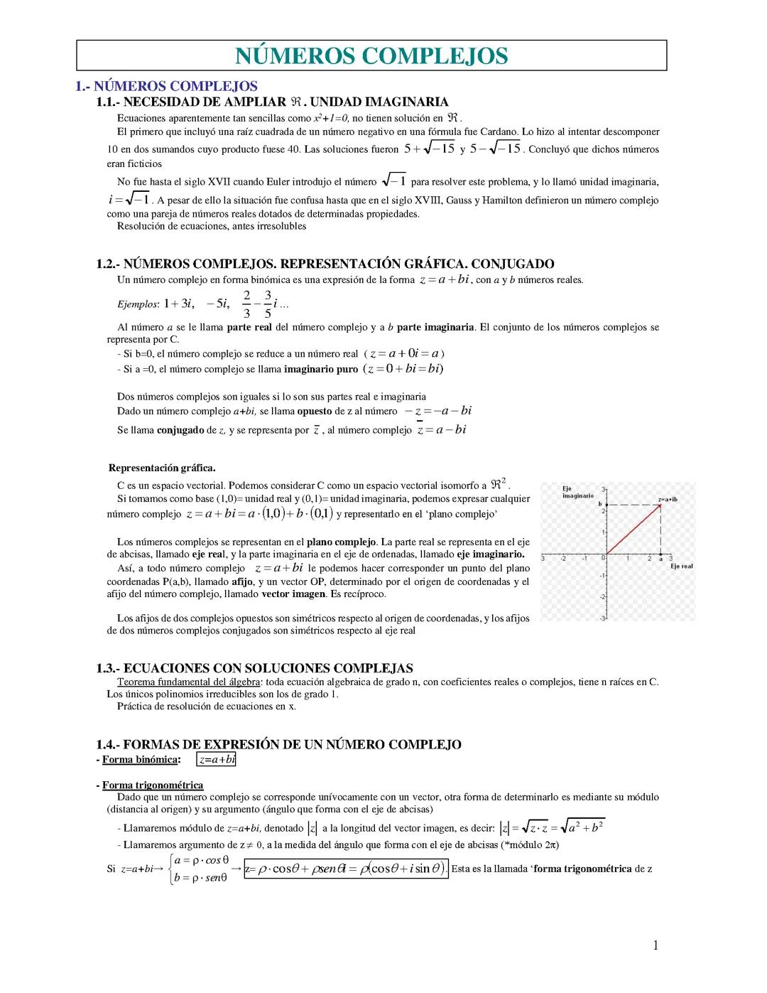 Numeros Complejos (1 Bach)