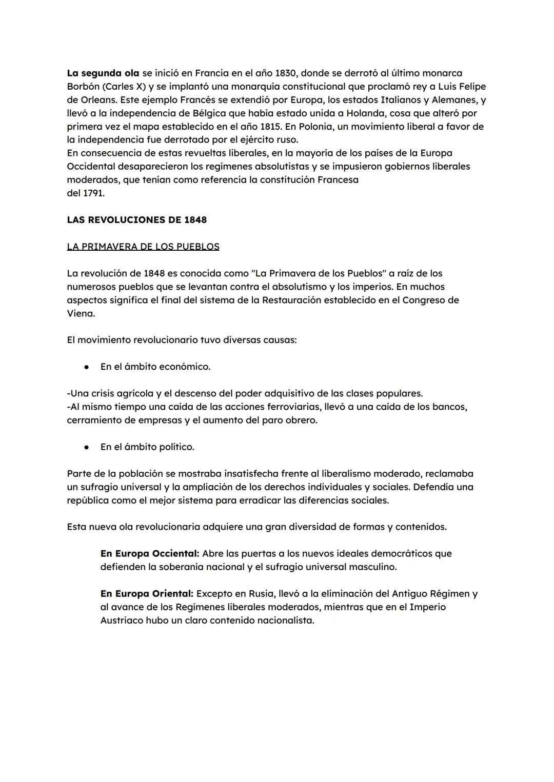 # TEMA 4: MOVIMIENTOS LIBERALES Y NACIONALES
EL RETORNO AL VIEJO ORDEN (RESTAURACIÓN DEL CONGRESO DE VIENA)
Las grandes potencias (Austria