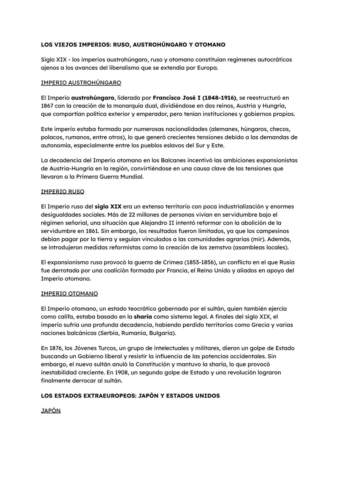 # TEMA 4: MOVIMIENTOS LIBERALES Y NACIONALES
EL RETORNO AL VIEJO ORDEN (RESTAURACIÓN DEL CONGRESO DE VIENA)
Las grandes potencias (Austria