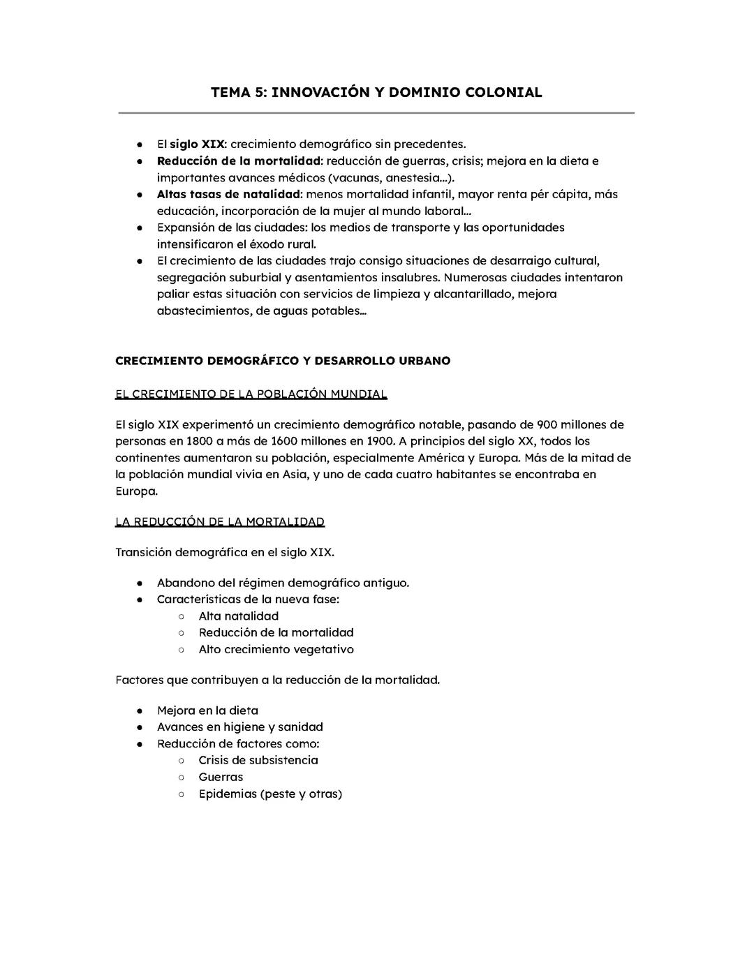 TEMA 5: INNOVACIÓN Y DOMINIO COLONIAL