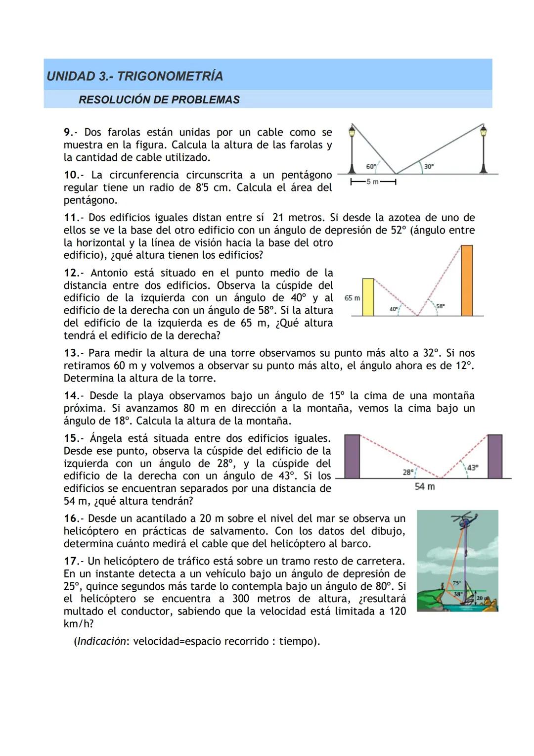 UNIDAD 3.- TRIGONOMETRÍA
CUESTIONES TEÓRICAS
Resuelve las actividades de esta página sin usar las funciones trigonométricas de la
calculador