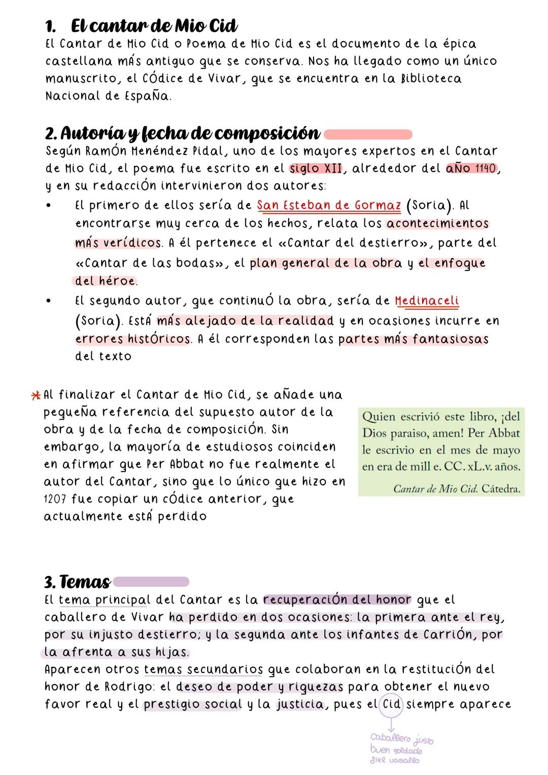 El cantar
de Mio Cid
La épica castellana ÍNDICE
1. El cantar de Mio Cid
2. Autoría y fecha de composición
3. Temas
4.
Estructura
5. Métrica