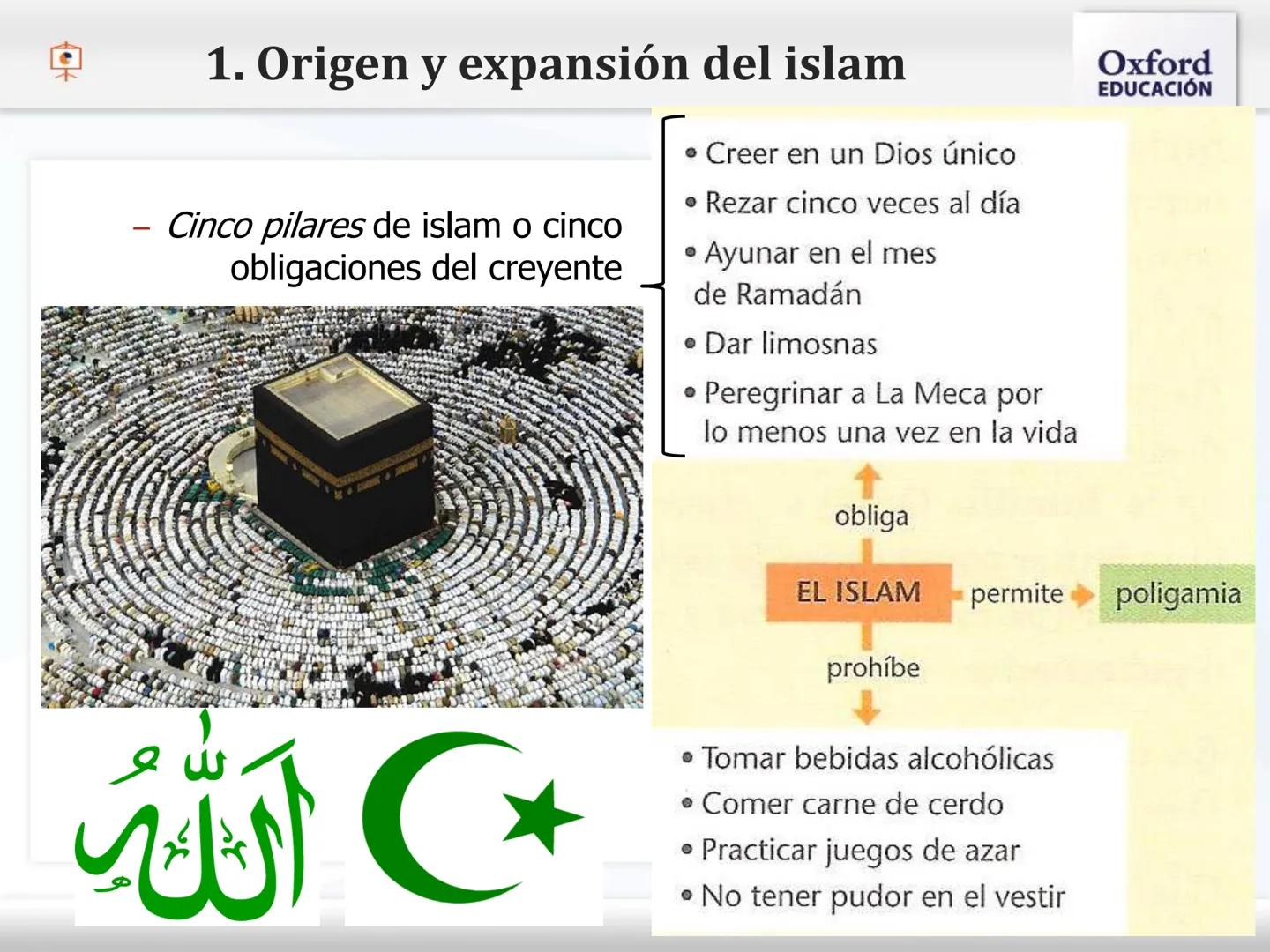 El Islam y
Al-Andalus 1. Origen y expansión del islam
1.1. El medio natural
- El islam surgió en una región
desértica,
Arábiga.
la Península