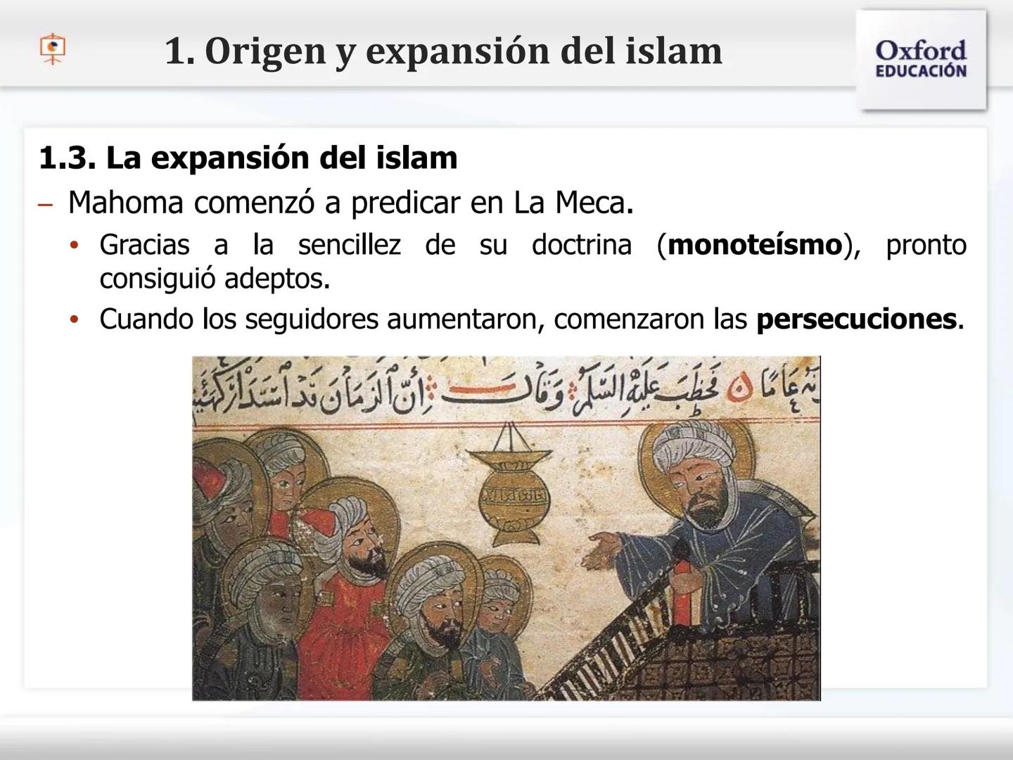 El Islam y
Al-Andalus 1. Origen y expansión del islam
1.1. El medio natural
- El islam surgió en una región
desértica,
Arábiga.
la Península