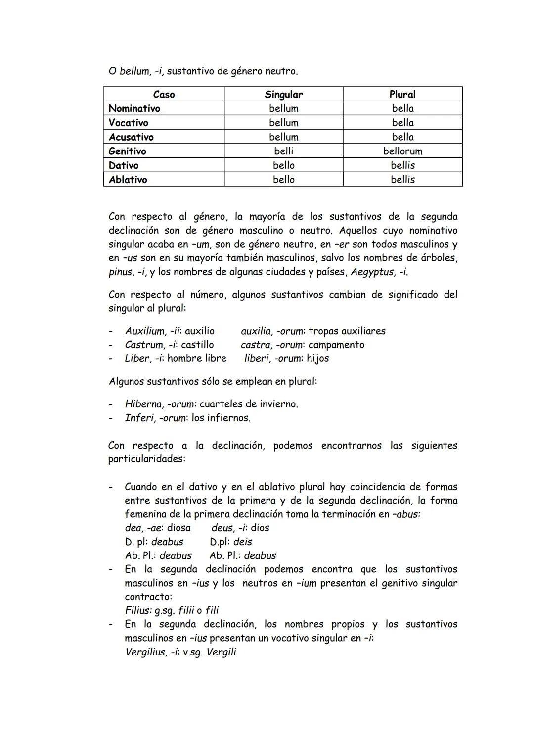# LENGUA LATINA. REPASO LATÍN I
1. LA PRIMERA Y LA SEGUNDA DECLINACIÓN
La primera declinación es la declinación de los temas en -a, con g