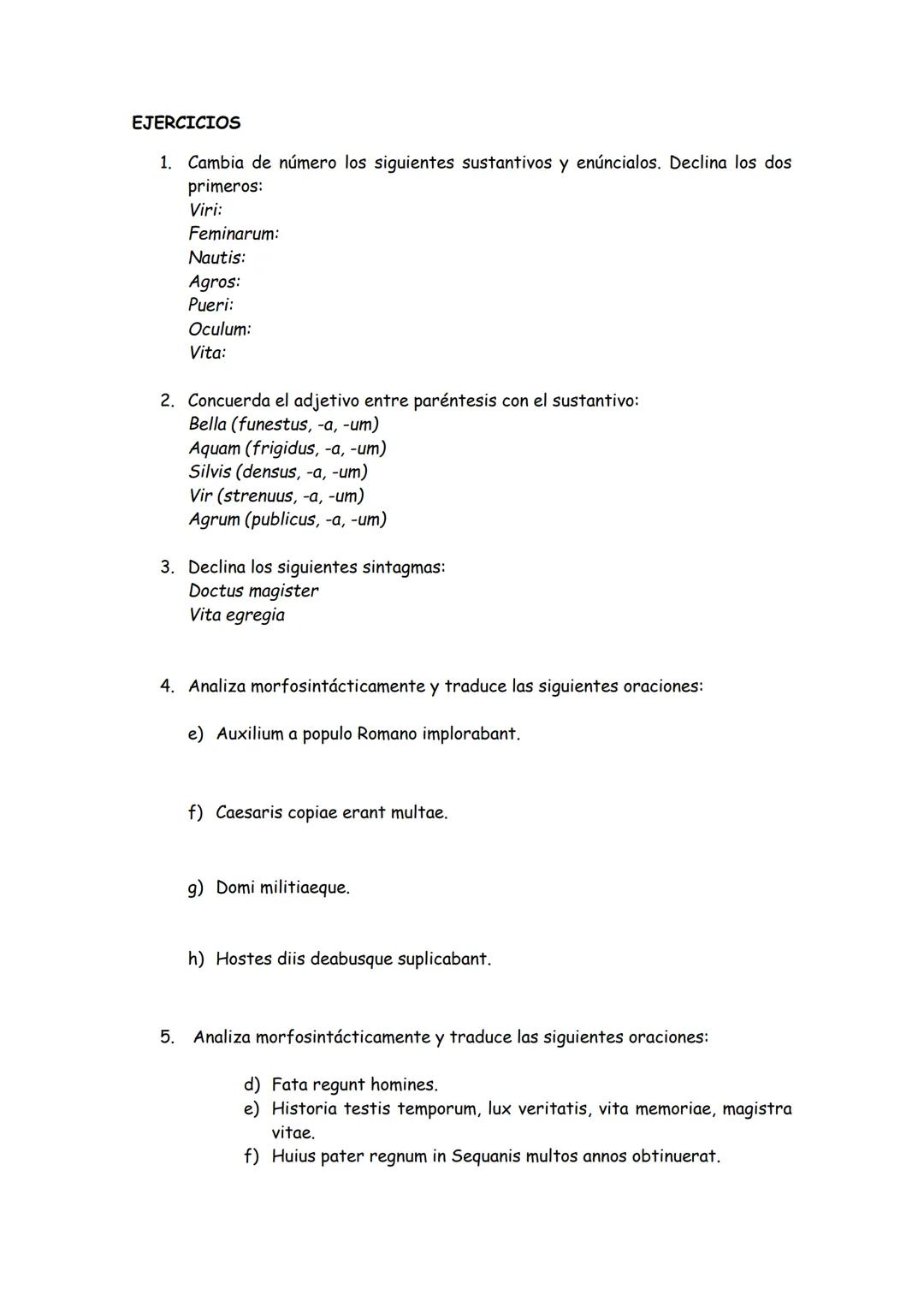 # LENGUA LATINA. REPASO LATÍN I
1. LA PRIMERA Y LA SEGUNDA DECLINACIÓN
La primera declinación es la declinación de los temas en -a, con g