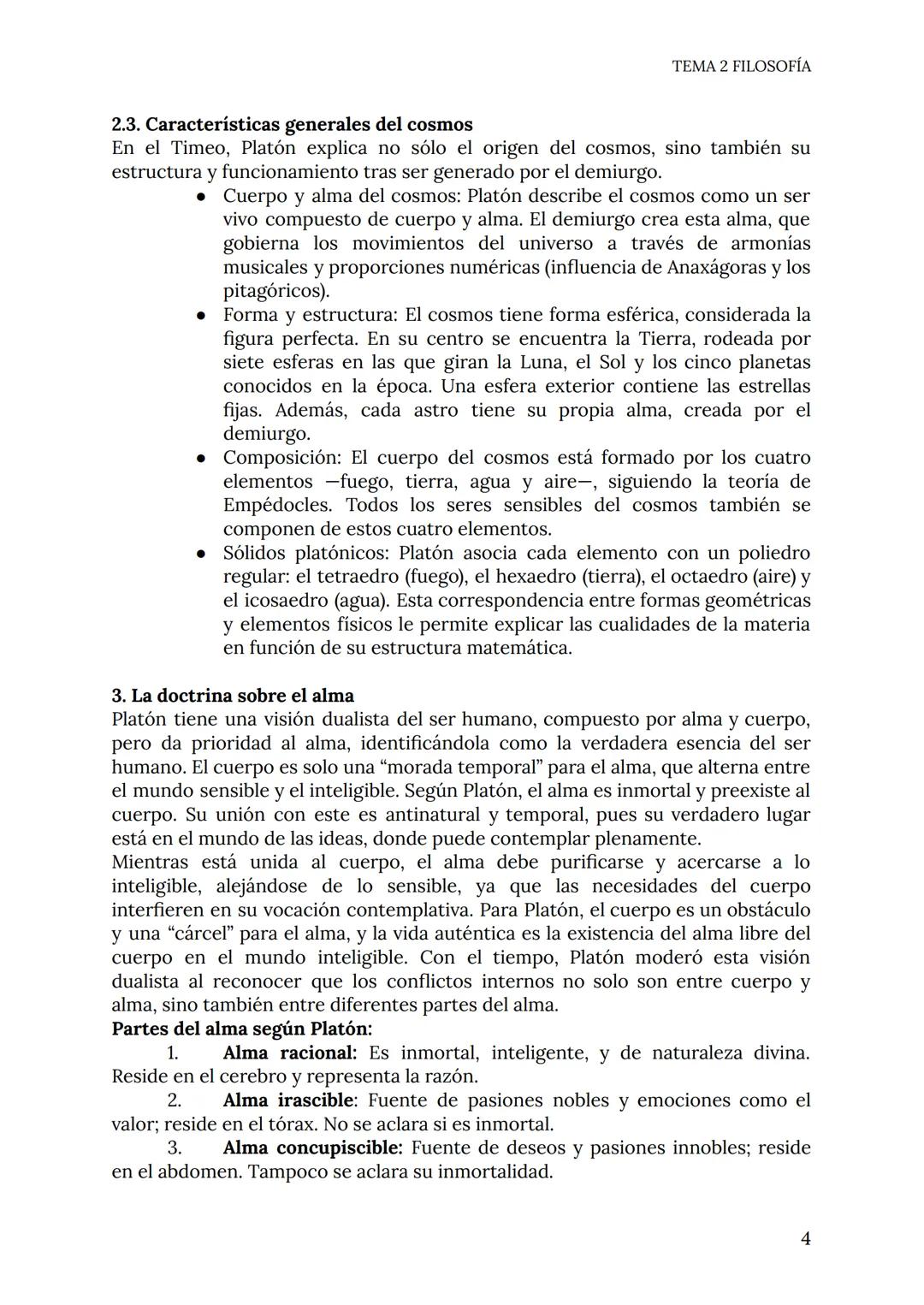 TEMA 2 FILOSOFÍA
# TEMA 2: PLATÓN
1.- Concepción platónica de la realidad
La filosofía platónica se basa en la teoría de las ideas, esta