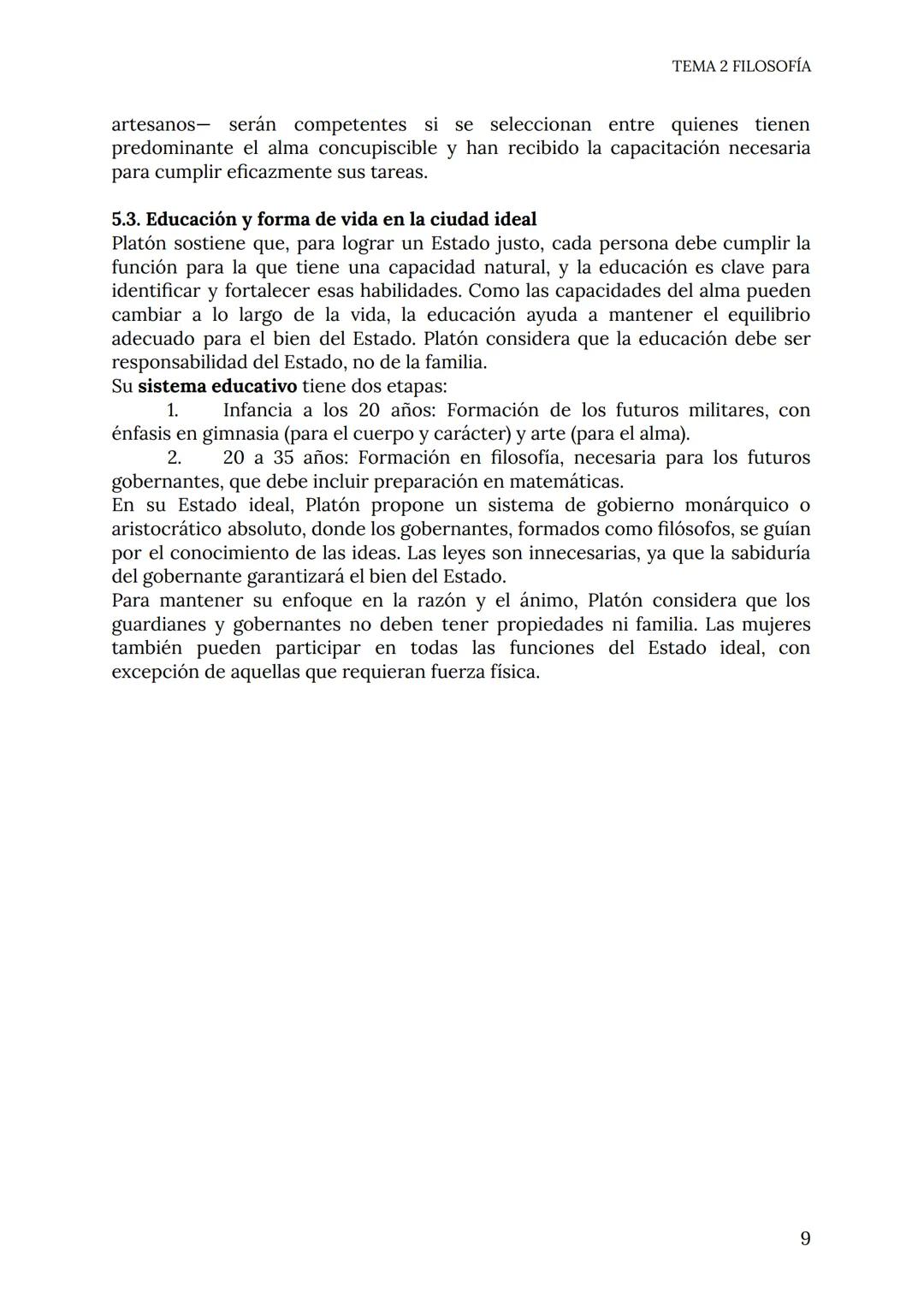 TEMA 2 FILOSOFÍA
# TEMA 2: PLATÓN
1.- Concepción platónica de la realidad
La filosofía platónica se basa en la teoría de las ideas, esta