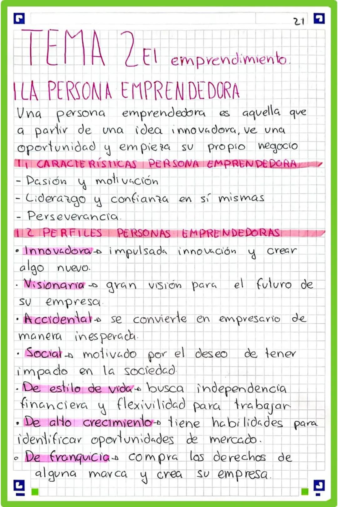 TEMA ZE1 emprendimiento.
ILA PERSONA EMPRENDEDORA
21
Una persona emprendedora es aquella que
a partir de una idea innovadora, ve una
opor