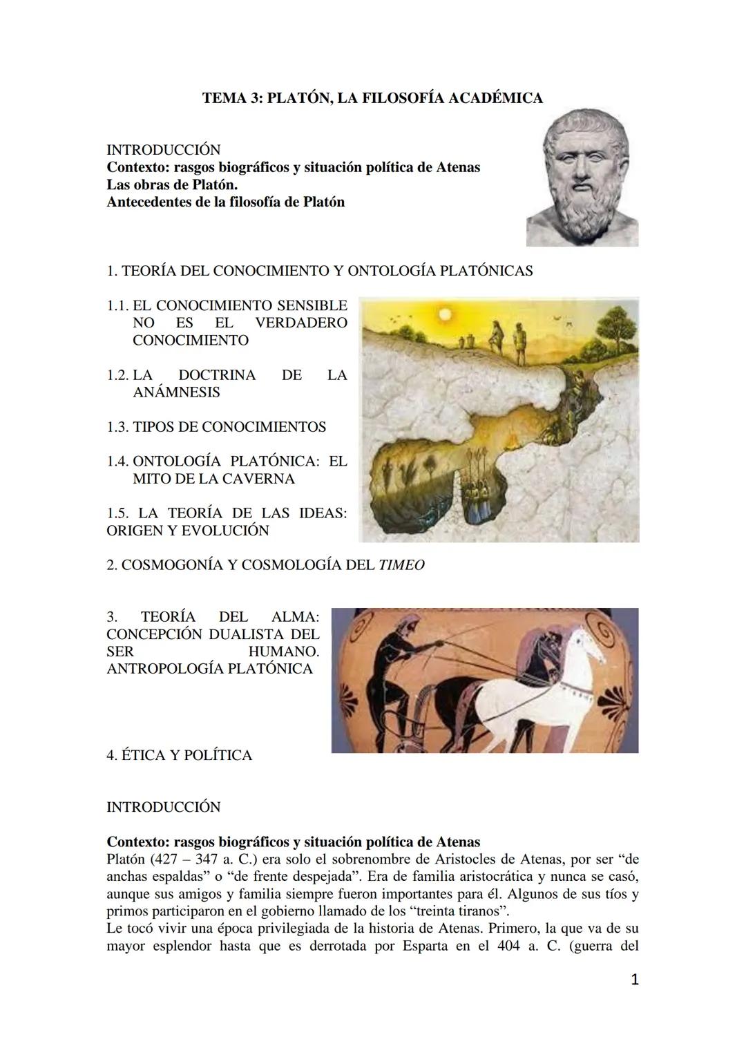 # TEMA 3: PLATÓN, LA FILOSOFÍA ACADÉMICA
INTRODUCCIÓN
Contexto: rasgos biográficos y situación política de Atenas
Las obras de Platón.
Ante