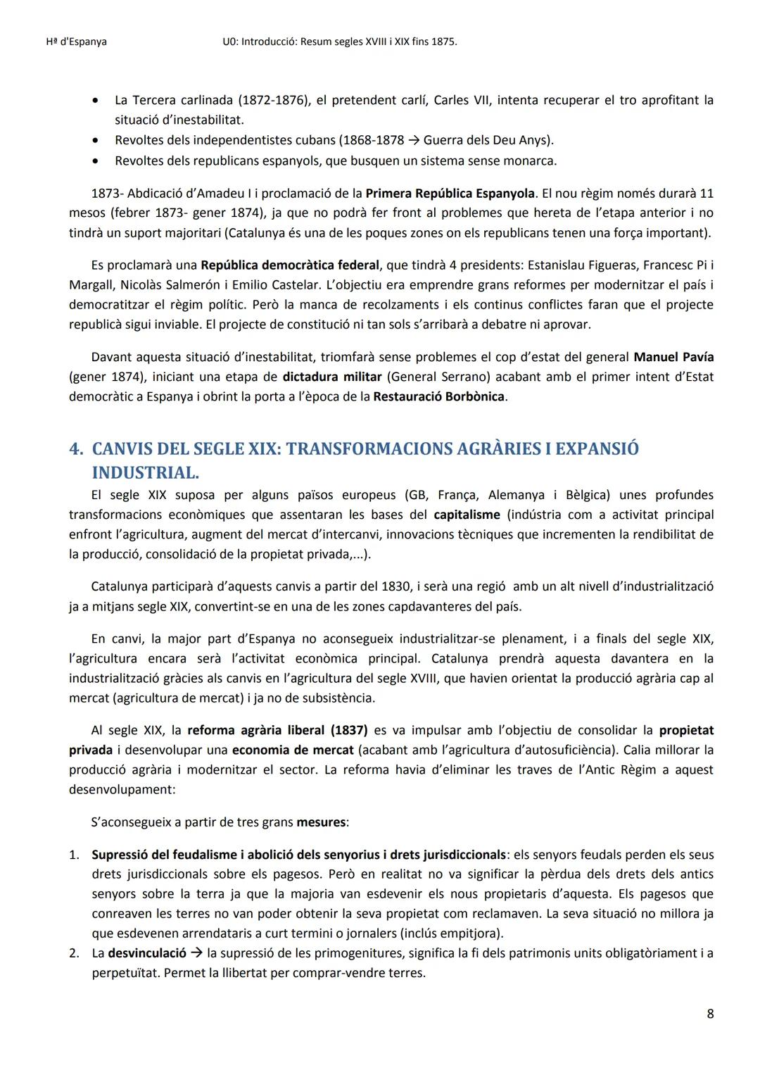 Unitat 0: ENS
POSEM AL
DIA?
Introducció: Resum
segles XVIII i XIX fins
1875.
2n BATXILLERAT - Història
d'Espanya Hª d'Espanya
UO: Introduc