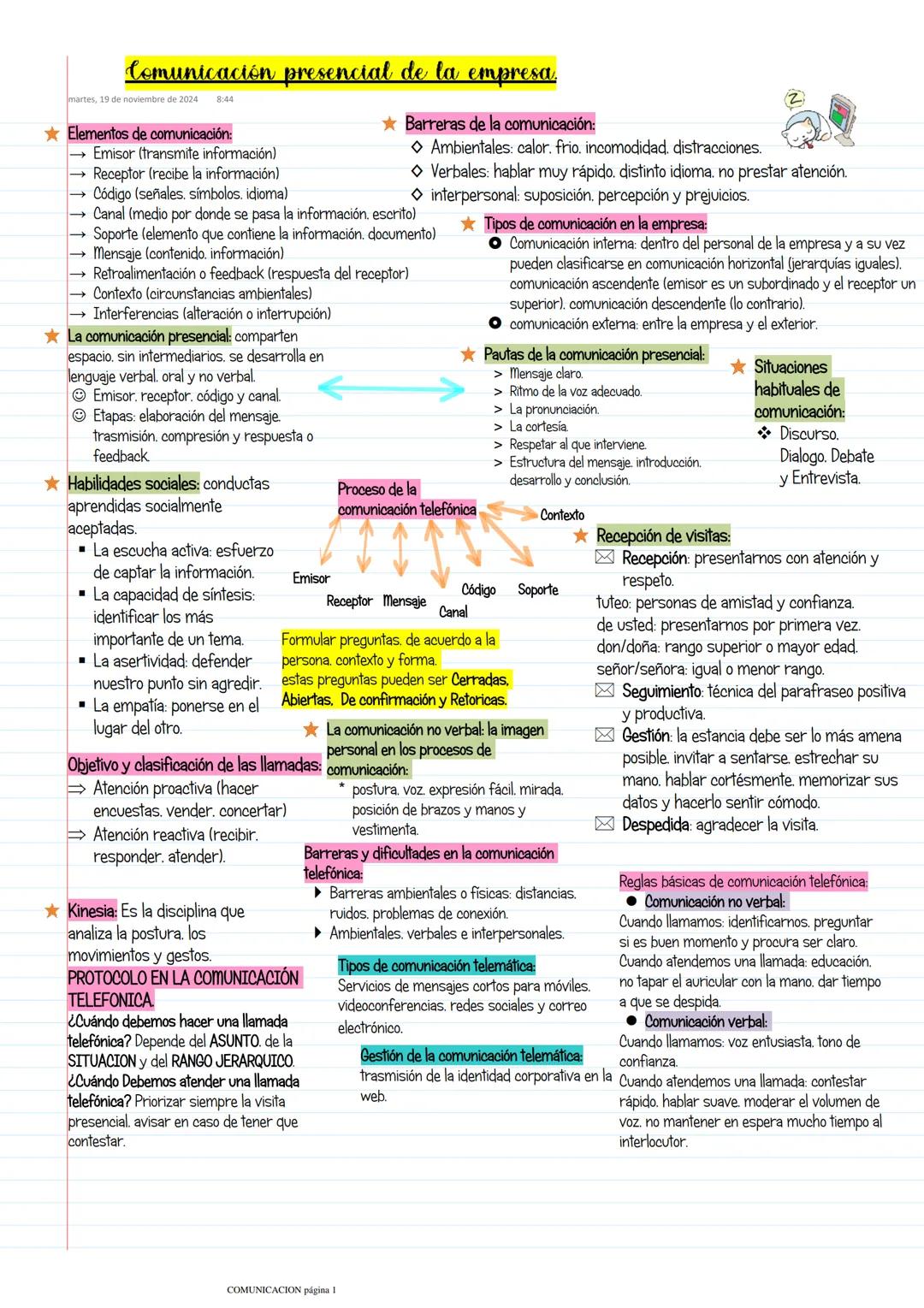 Comunicación presencial de la empresa.
martes, 19 de noviembre de 2024
8:44
Elementos de comunicación:
- Emisor (transmite información)
- R