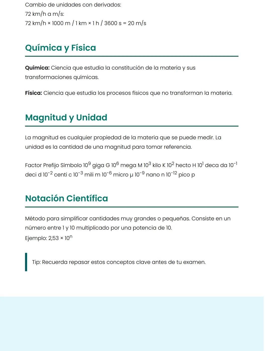 # Conceptos Básicos de
# Física y Química
Conversiones, Magnitudes y Notación Científica
# Factores de Conversión
Los factores de conversión