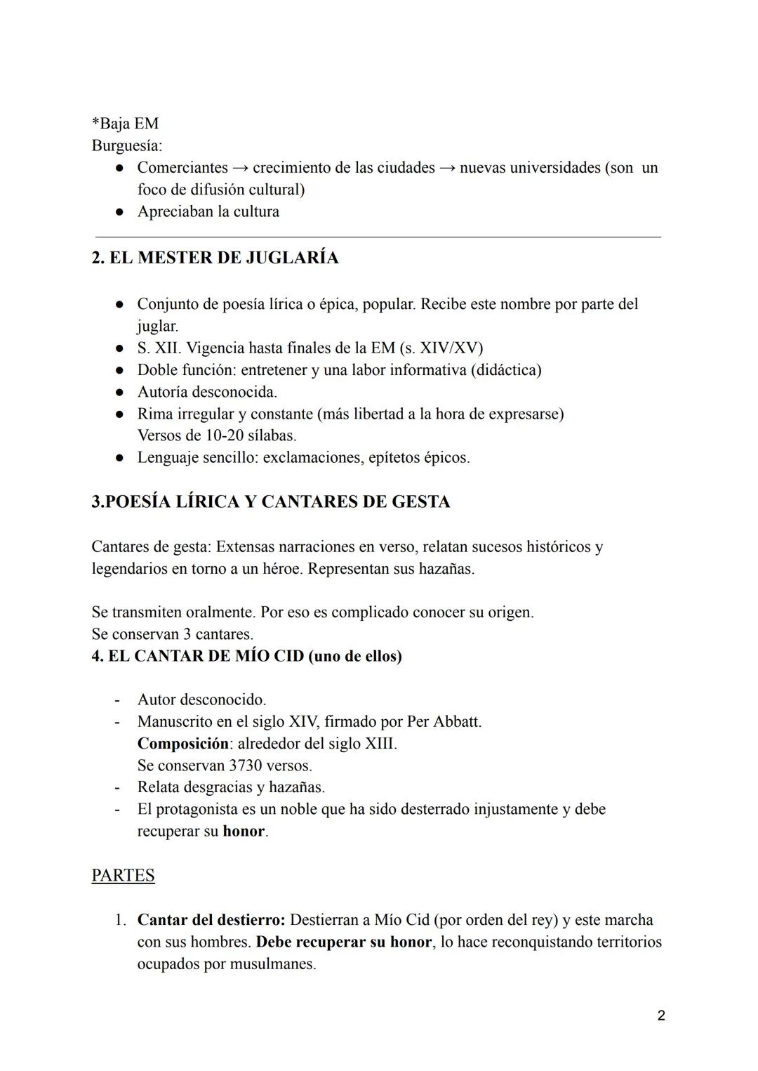Pestanya 1 # LA LITERATURA DE LA EDAD MEDIA
ÍNDICE
1. Marco histórico y cultural
2. La narrativa oral: El Mester de Juglaría (S. XII)
3. L