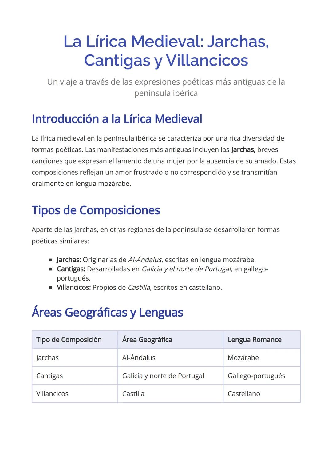 # La Lírica Medieval: Jarchas,
Cantigas y Villancicos
Un viaje a través de las expresiones poéticas más antiguas de la
península ibérica
#