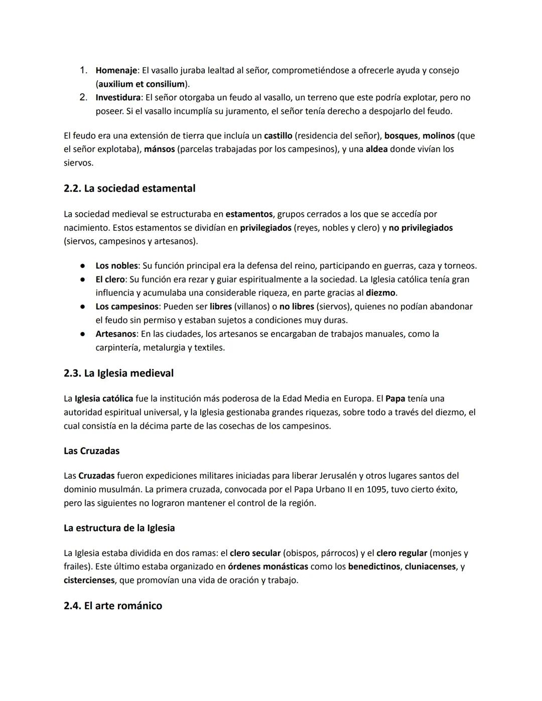 2. La sociedad feudal. El arte románico.
2.1. Los orígenes del feudalismo
Tras la caída del Imperio Carolingio, Europa se fragmentó en dis