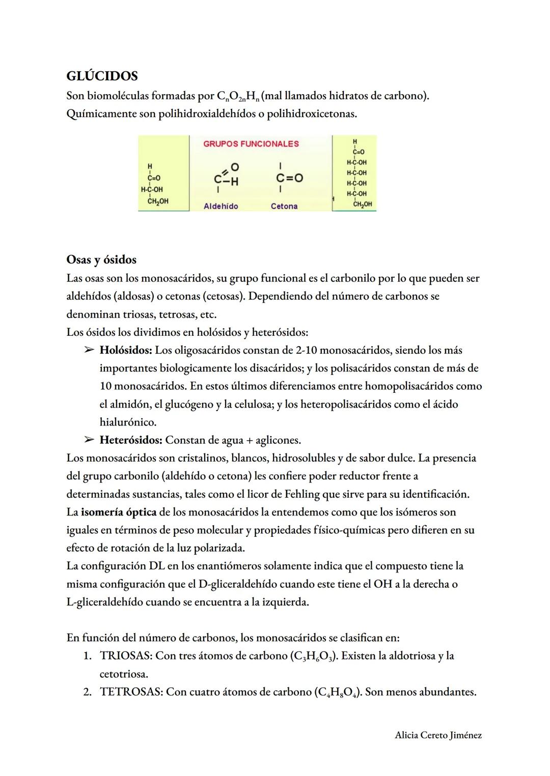 Glúcidos y lípidos
TEMA 2
Alicia Cereto Jiménez GLÚCIDOS
Son biomoléculas formadas por CO₂H (mal llamados hidratos de carbono).
Químicamente