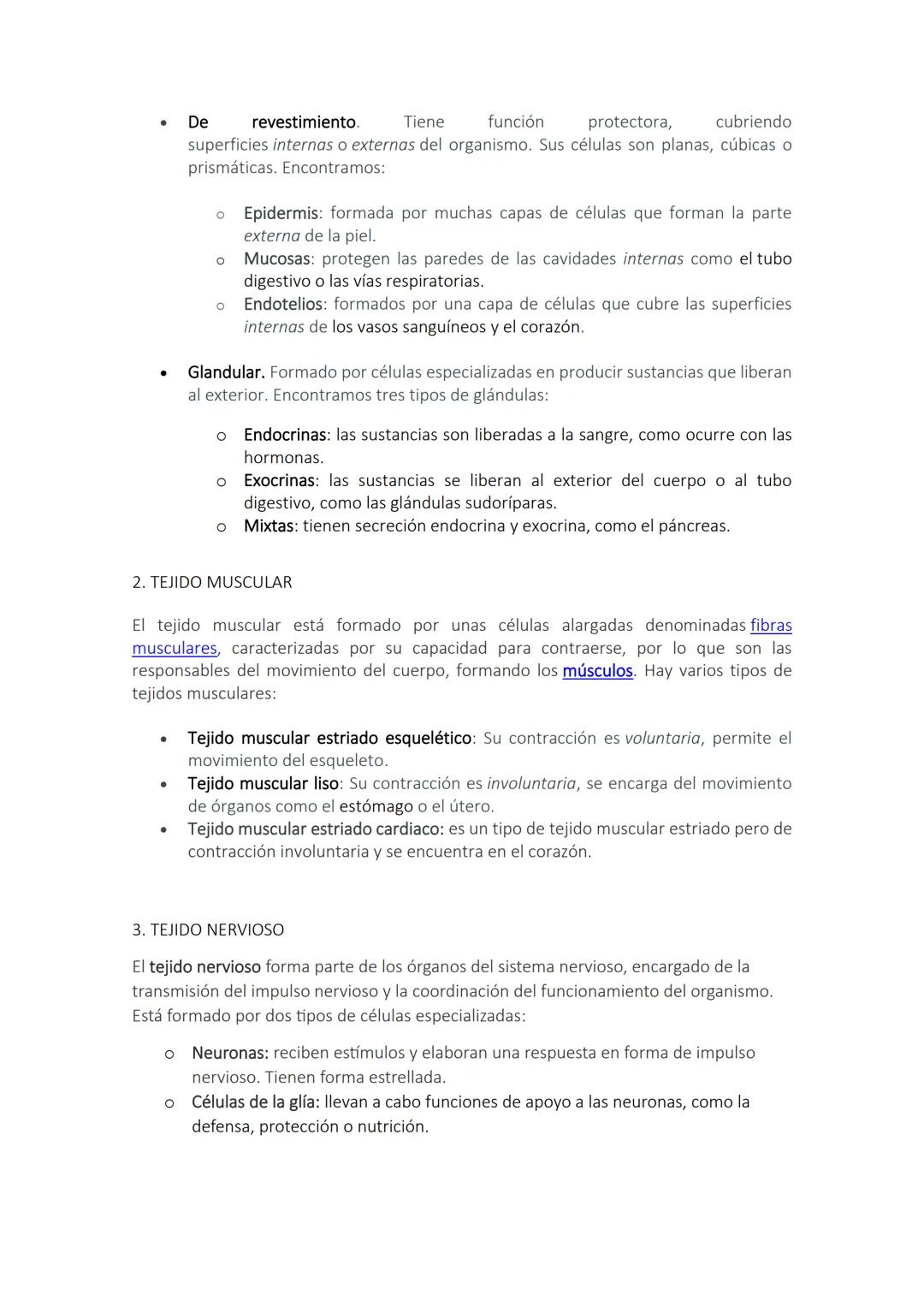 Los tejidos animales
Los seres pluricelulares están formados por un conjunto de células que se han originado
a partir de la célula huevo o c
