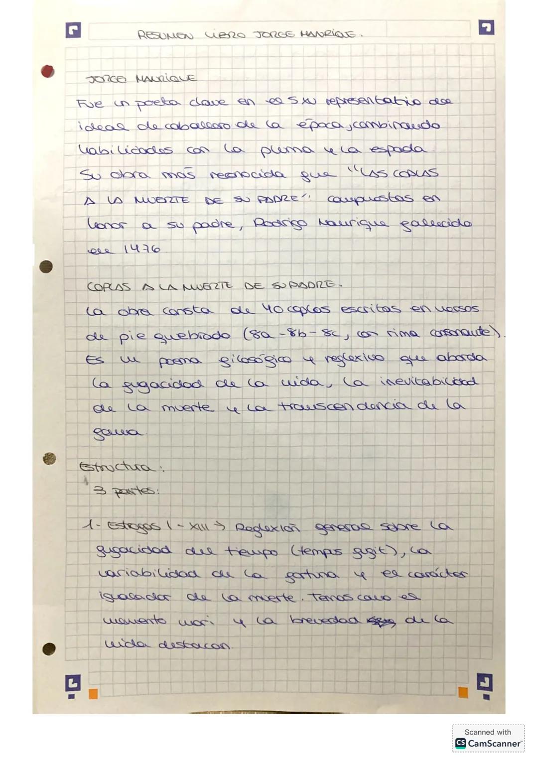 r
RESUMON LUBRO JORGE MANRIQUE.
JORCE MAURIQUE
Fue in poeta clave en el sxu representatio de
ideal de caballero de la época, combinaudo
hab