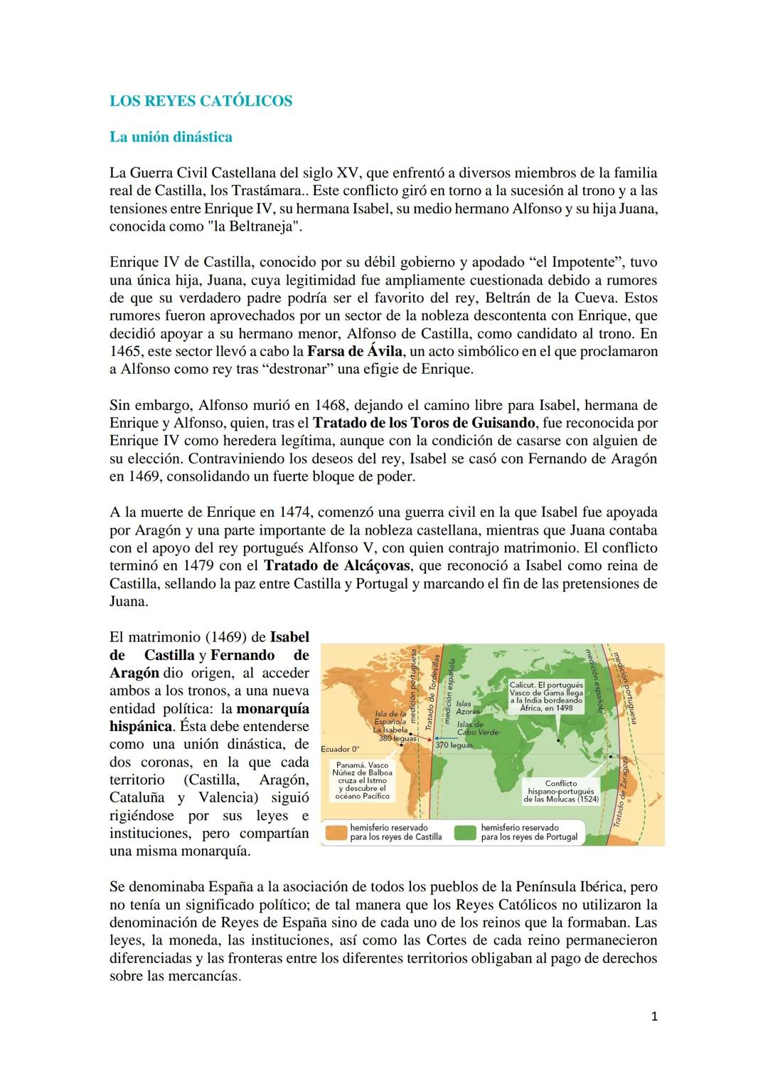 LOS REYES CATÓLICOS
La unión dinástica
La Guerra Civil Castellana del siglo XV, que enfrentó a diversos miembros de la familia
real de Casti