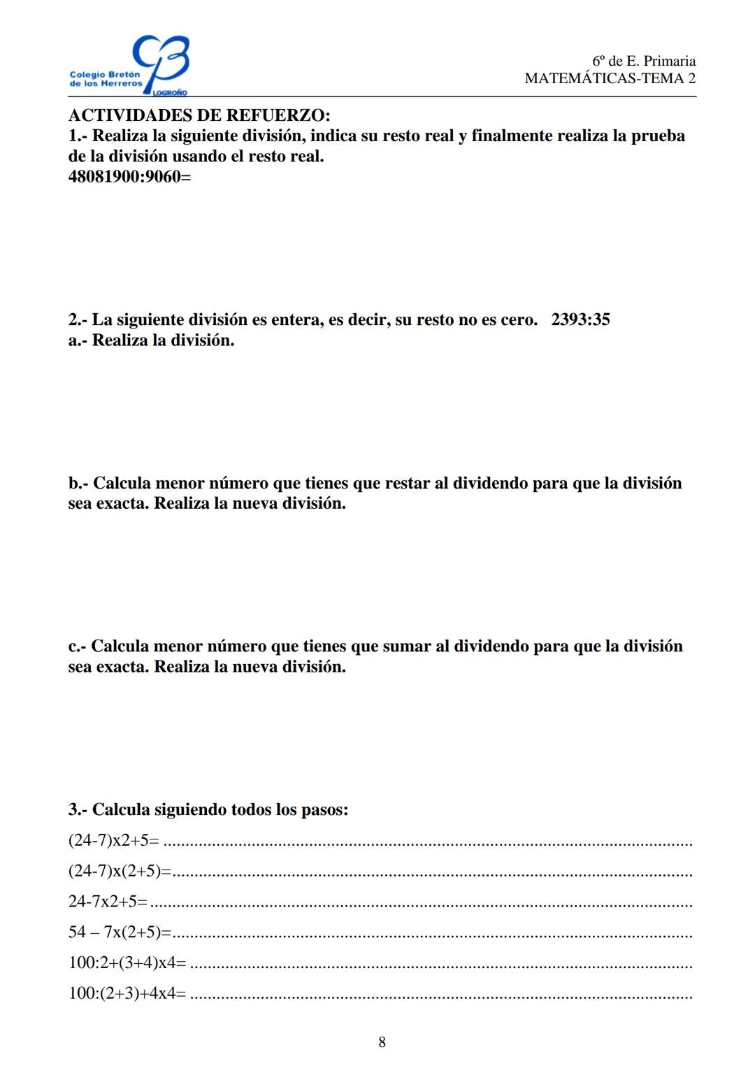 # Colegio Breton
de los Herreros
LOGROÑO
# POTENCIAS Y RAICES
6º de E. Primaria
MATEMÁTICAS-TEMA 2
# POTENCIA DE UN NÚMERO
El cuadrado de