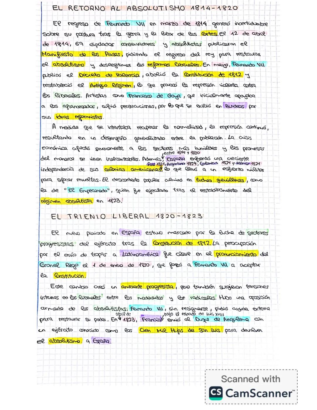 Historia de España. Desde el regreso de Fernando VII hasta el final del reinado de Isabel II