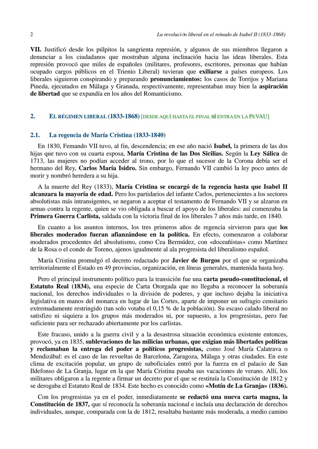 La revolución liberal en el reinado de Isabel II (1833-1868)
1
UNIDAD 9. LA REVOLUCIÓN LIBERAL EN EL REINADO
DE ISABEL II (1833-1868)
1. L