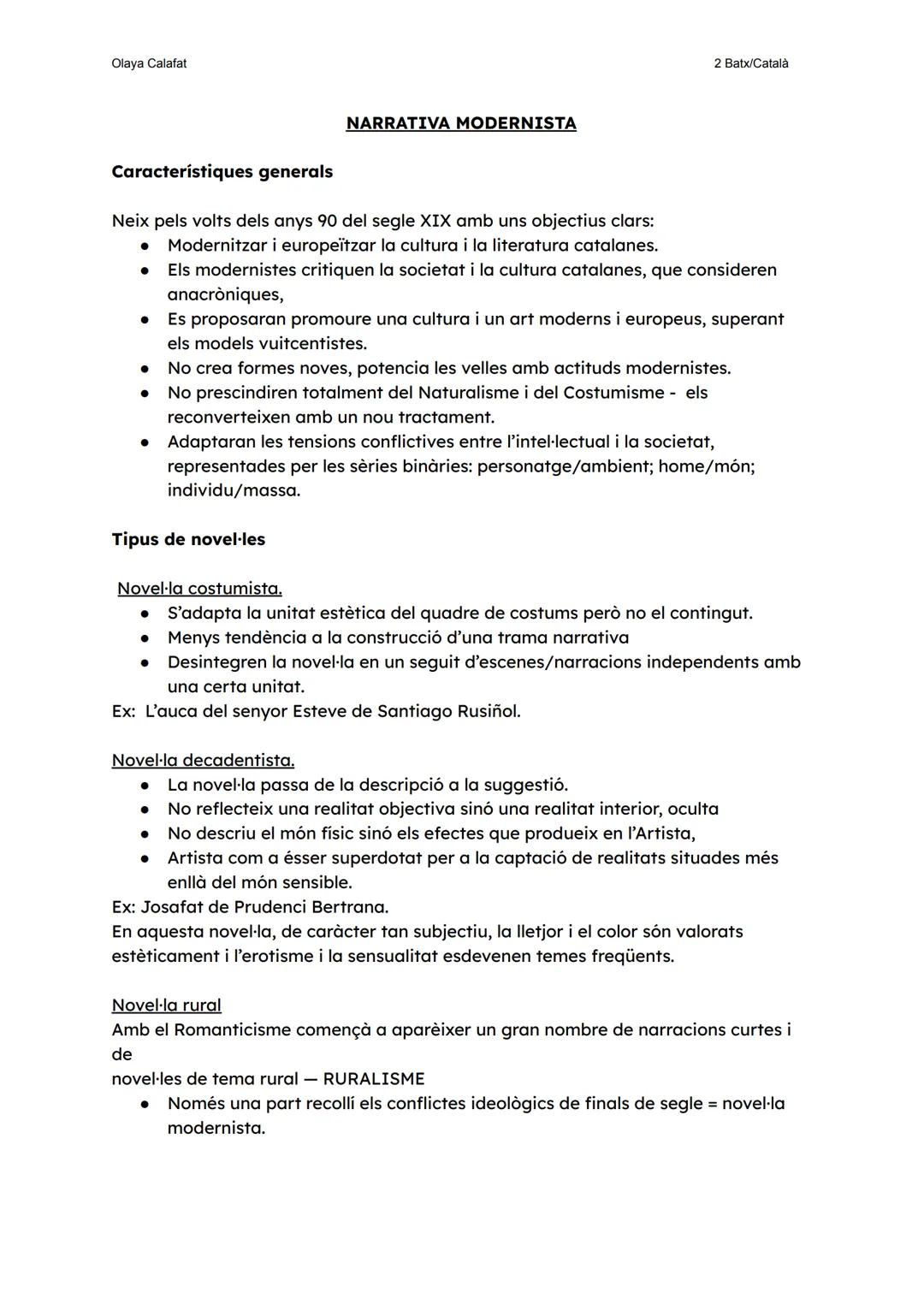Olaya Calafat
2 Batx/Català
# EL MODERNISME
## Concepte de Modernisme
- Moviment cultural, literari i artístic.
- Neix a finals del segl