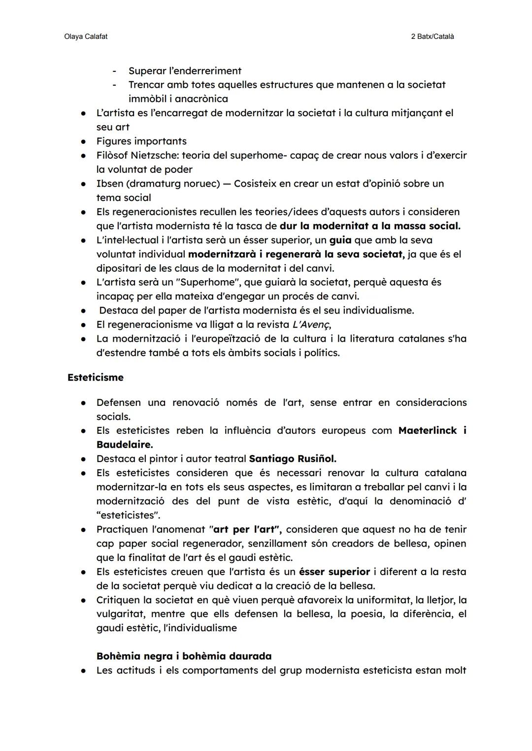 Olaya Calafat
2 Batx/Català
# EL MODERNISME
## Concepte de Modernisme
- Moviment cultural, literari i artístic.
- Neix a finals del segl