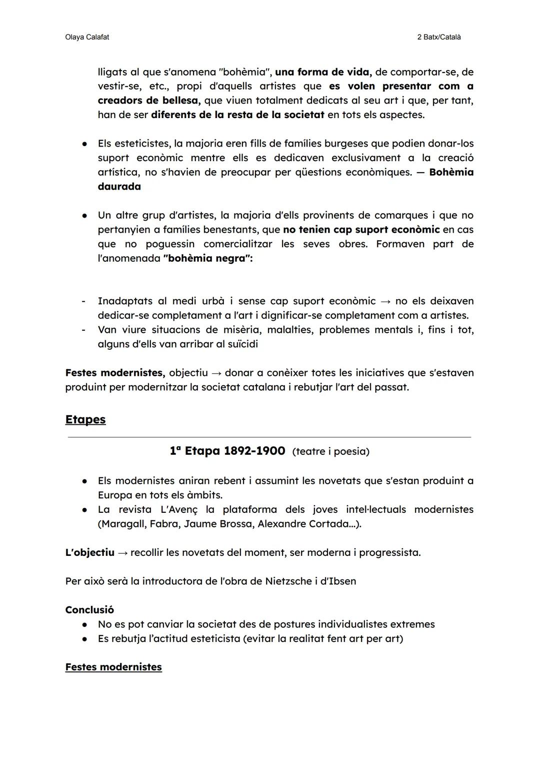 Olaya Calafat
2 Batx/Català
# EL MODERNISME
## Concepte de Modernisme
- Moviment cultural, literari i artístic.
- Neix a finals del segl