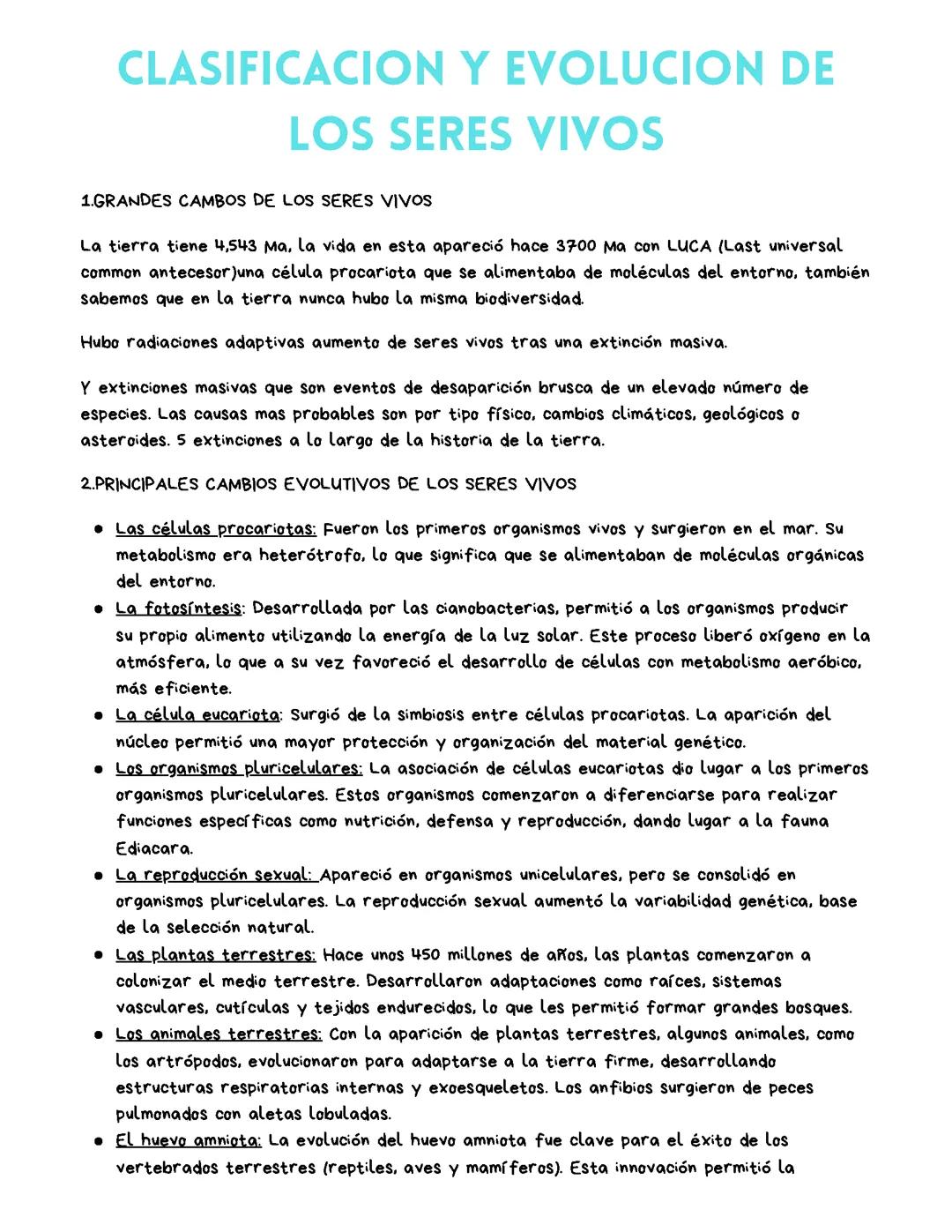 Clasificación y evolución de los seres vivos