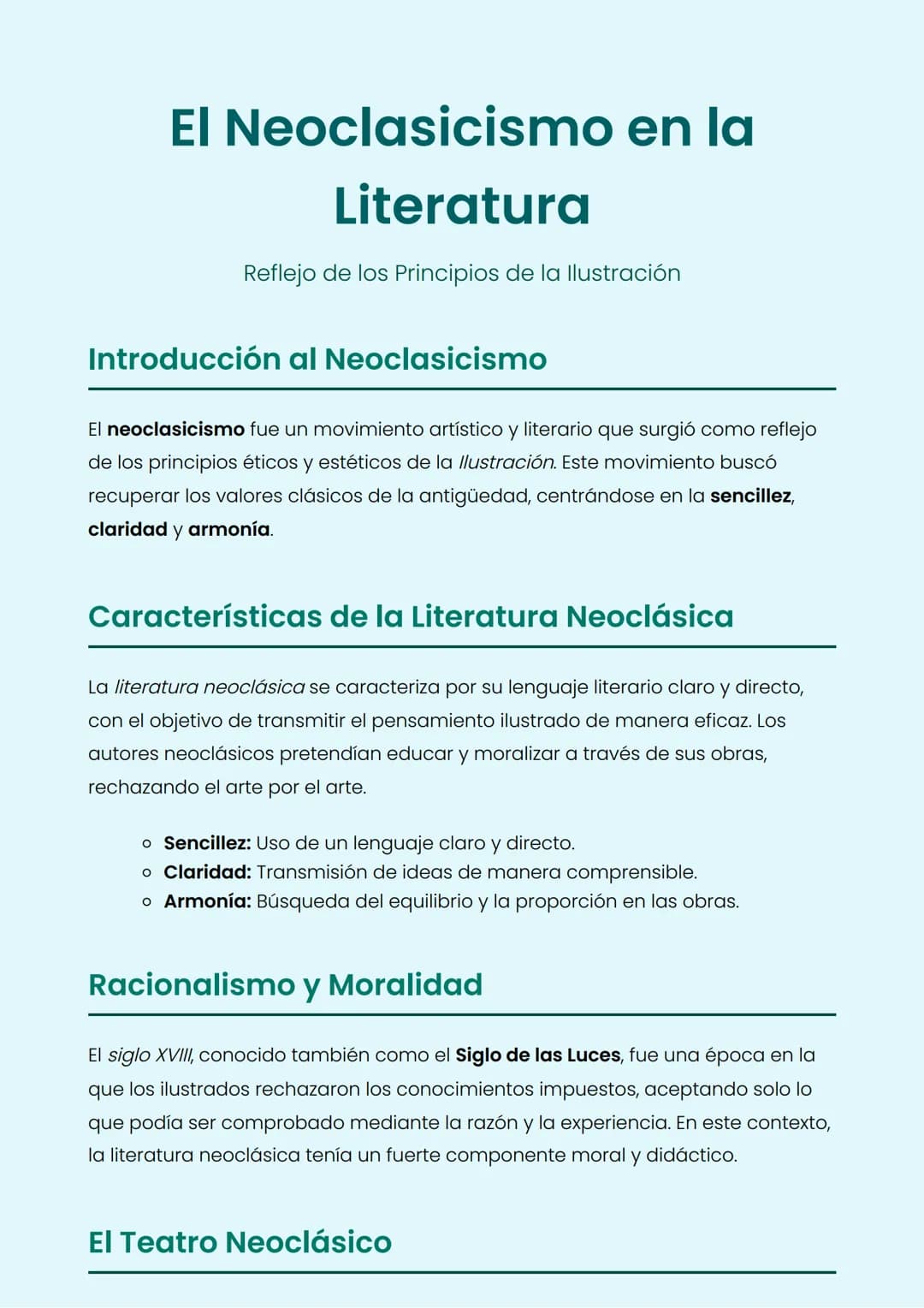 # El Neoclasicismo en la
Literatura
Reflejo de los Principios de la llustración
## Introducción al Neoclasicismo
El neoclasicismo fue un