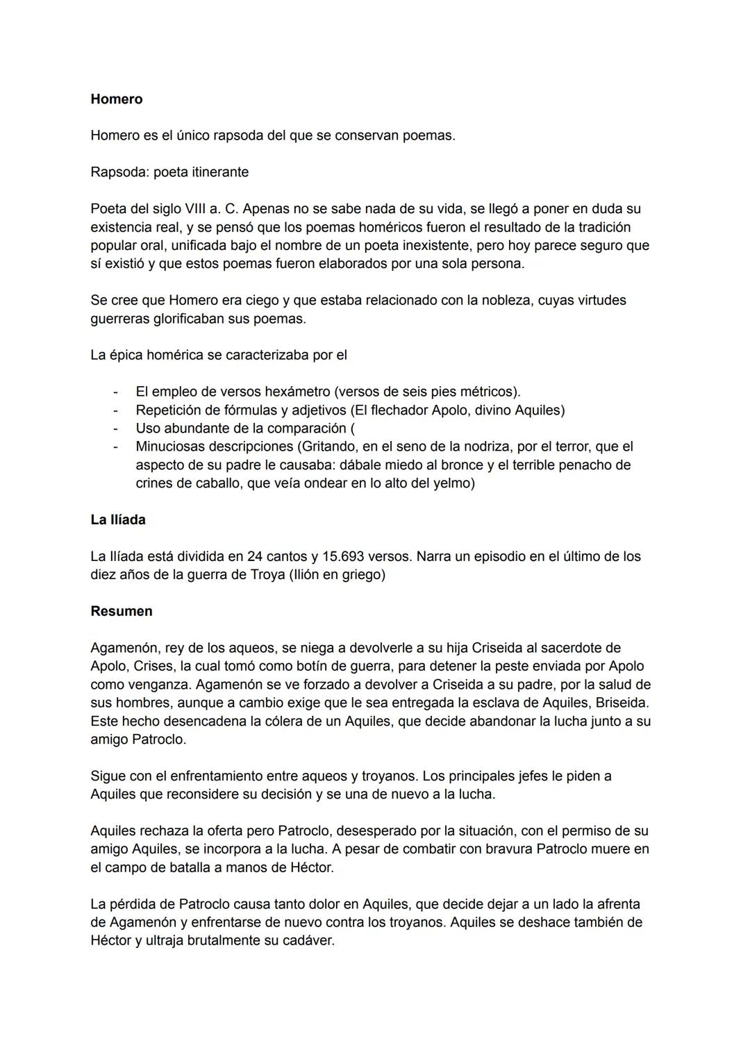 # Homero
Homero es el único rapsoda del que se conservan poemas.
Rapsoda: poeta itinerante
Poeta del siglo VIII a. C. Apenas no se sabe n