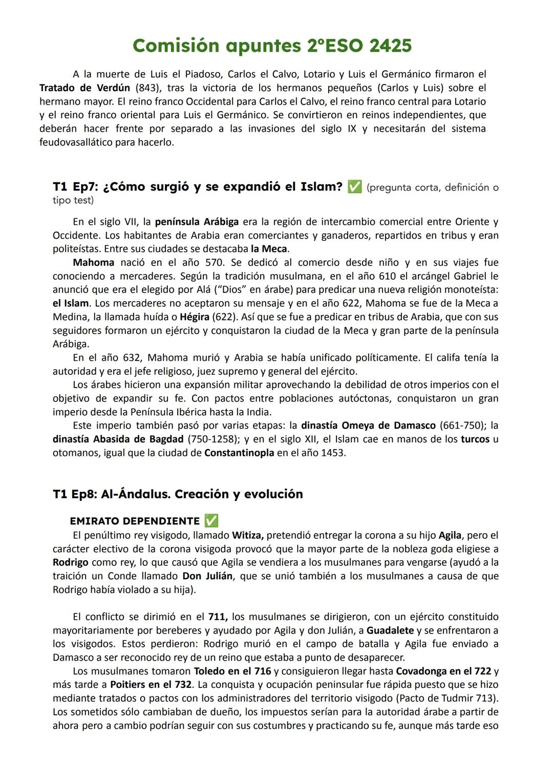 # Comisión apuntes 2ºESO 2425
Para el trabajo y estudio de estos apuntes tener en cuenta que: los epígrafes no negrita se
preguntarán como
