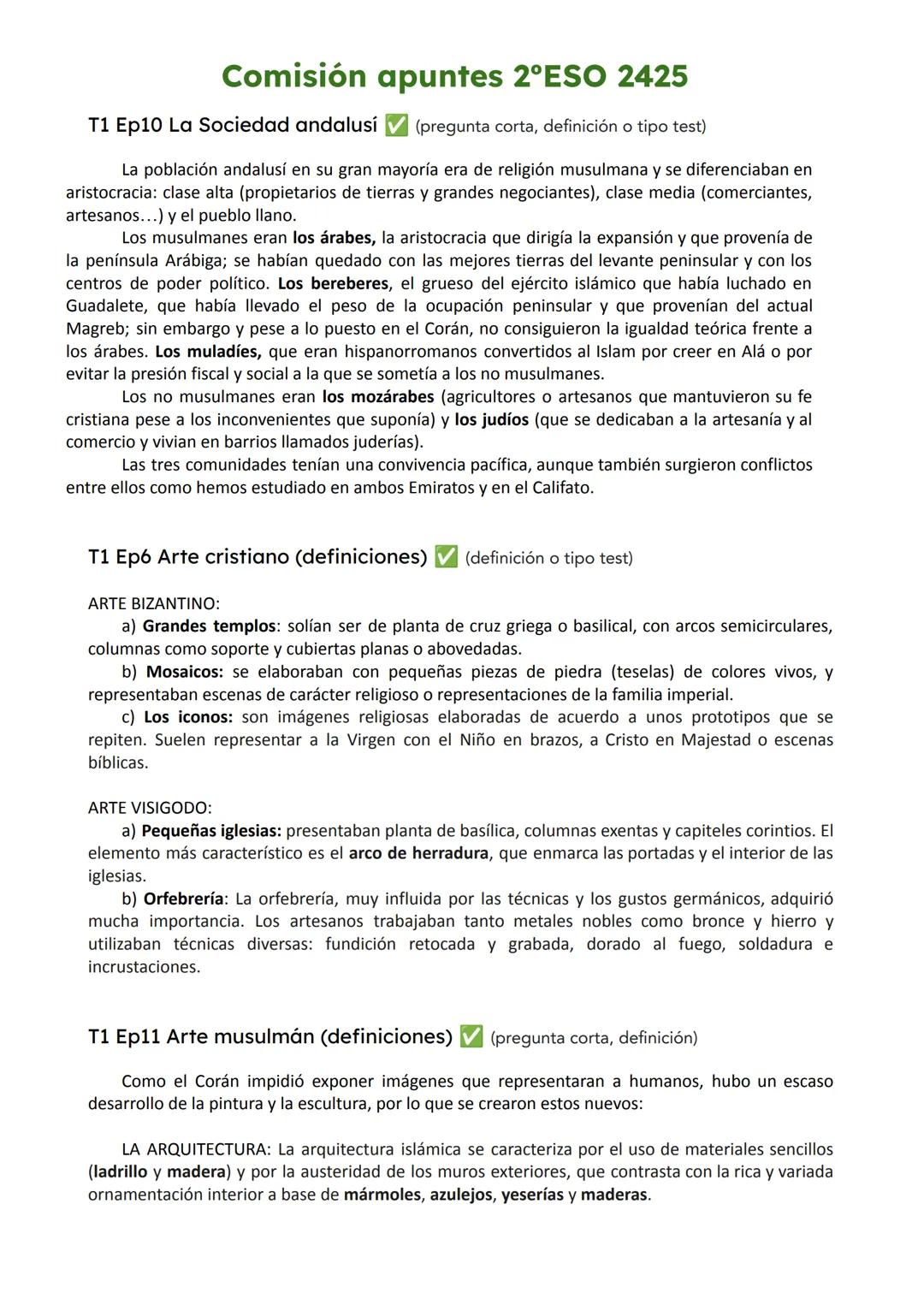# Comisión apuntes 2ºESO 2425
Para el trabajo y estudio de estos apuntes tener en cuenta que: los epígrafes no negrita se
preguntarán como